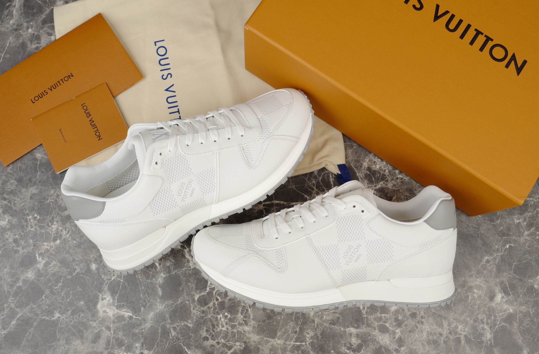 Louis Vuitton Run Away White Leather Damier Pattern Women's Sneakers Shoes 3 i1754652553307 1414 0 1
