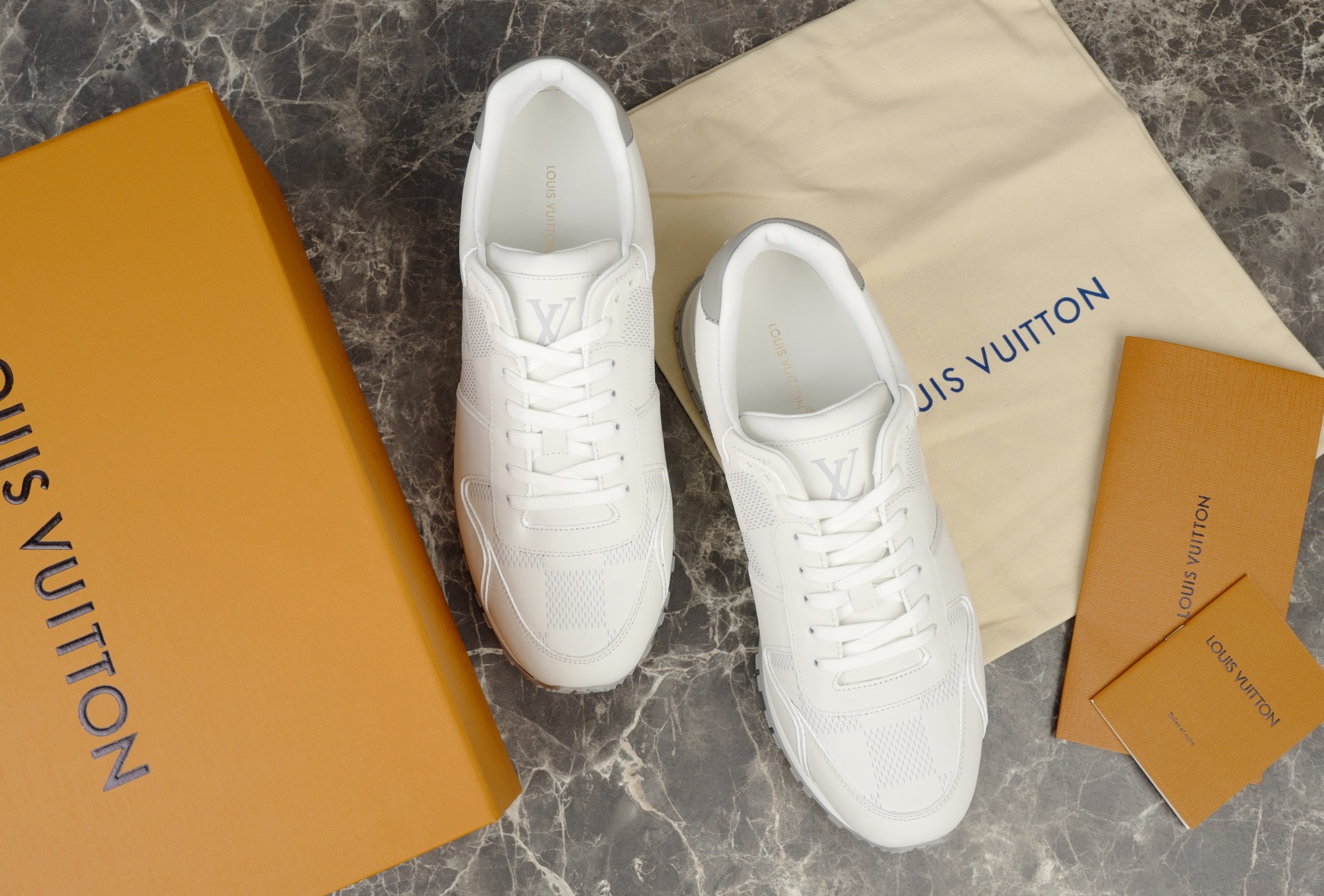 Louis Vuitton Run Away White Leather Damier Pattern Women's Sneakers Shoes 4 i1754652553330 8283 0 2