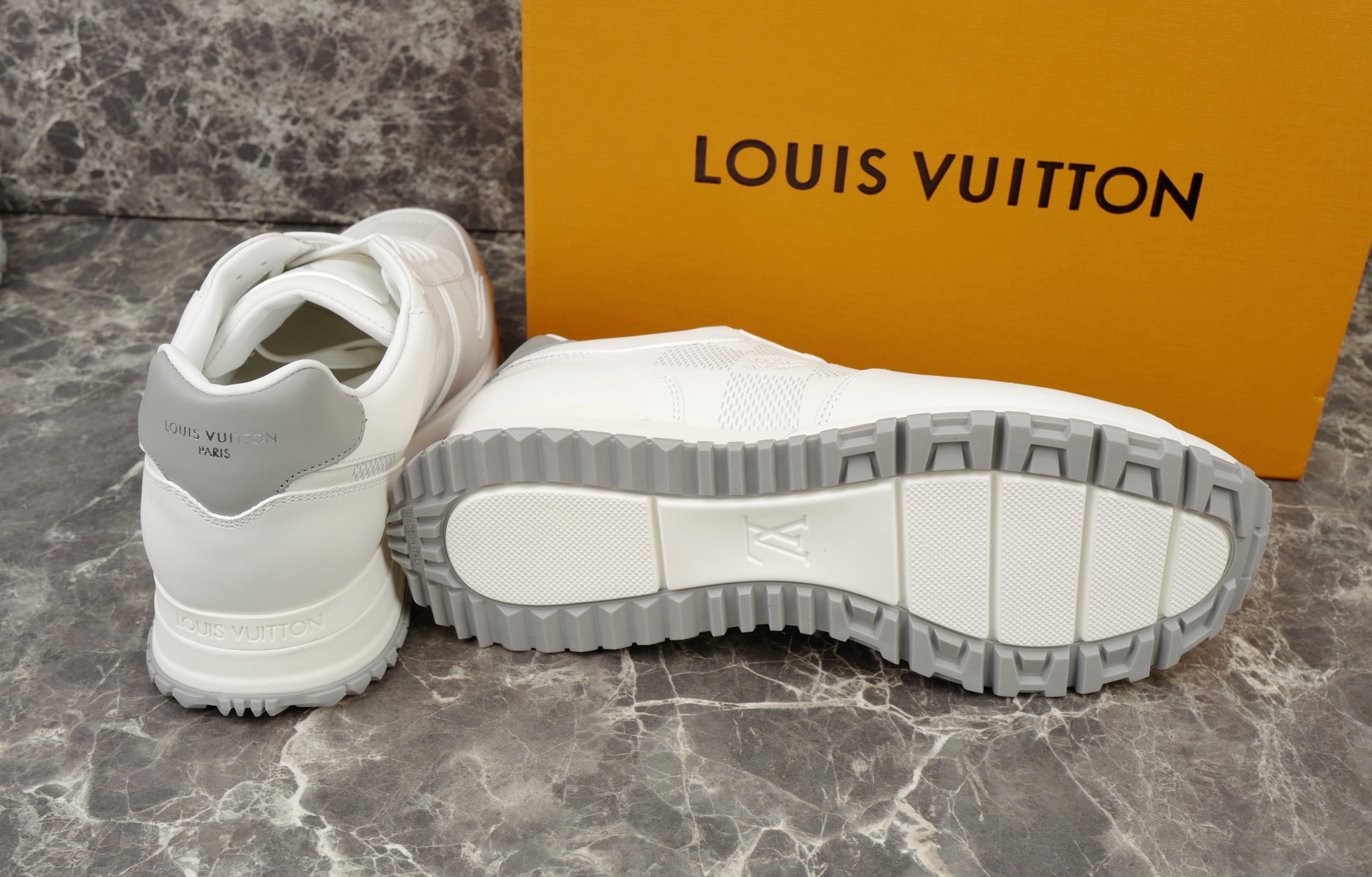 Louis Vuitton Run Away White Leather Damier Pattern Women's Sneakers Shoes 10 i1754652553356 8566 0 8