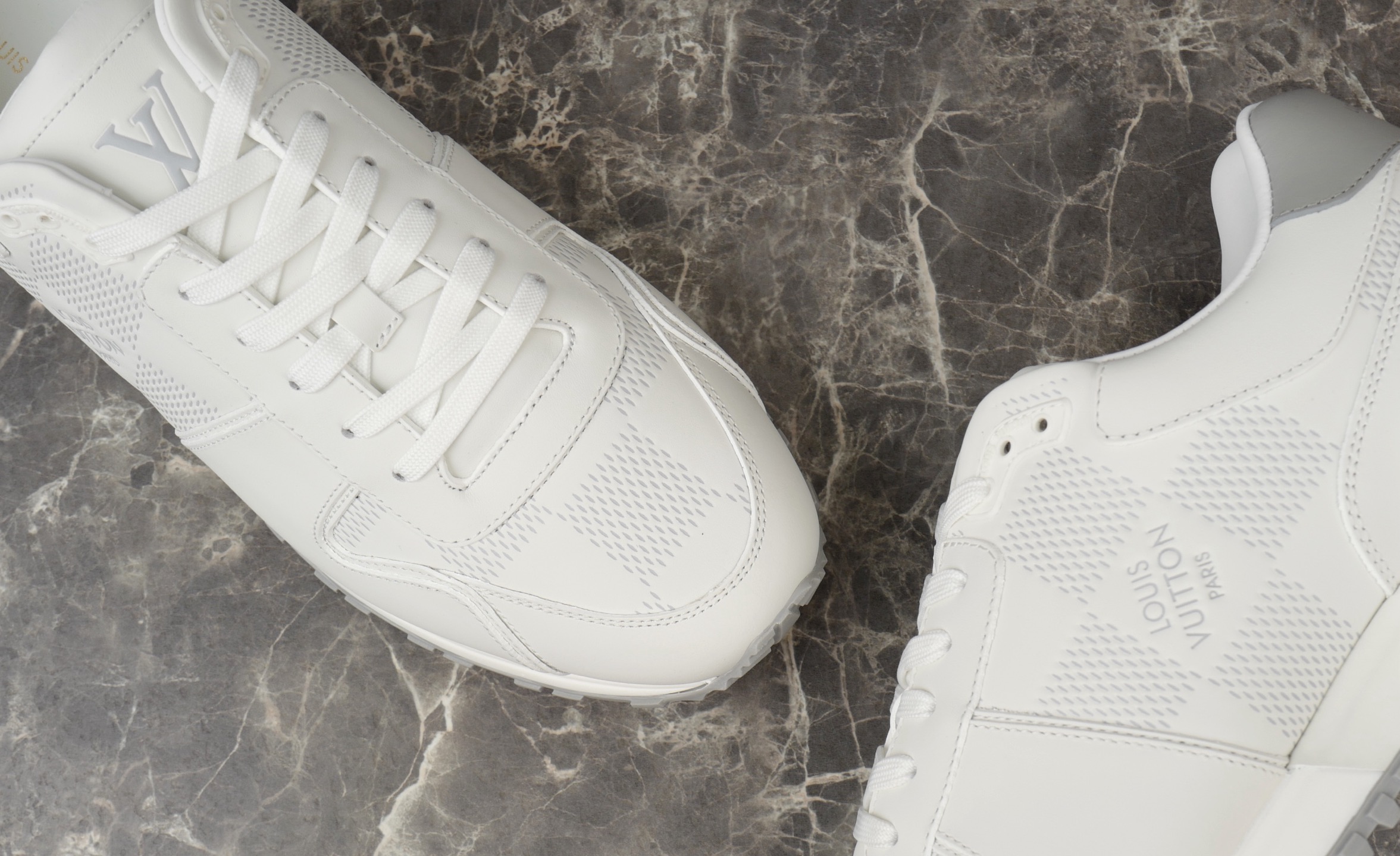 Louis Vuitton Run Away White Leather Damier Pattern Women's Sneakers Shoes 7 i1754652554157 8377 0 5