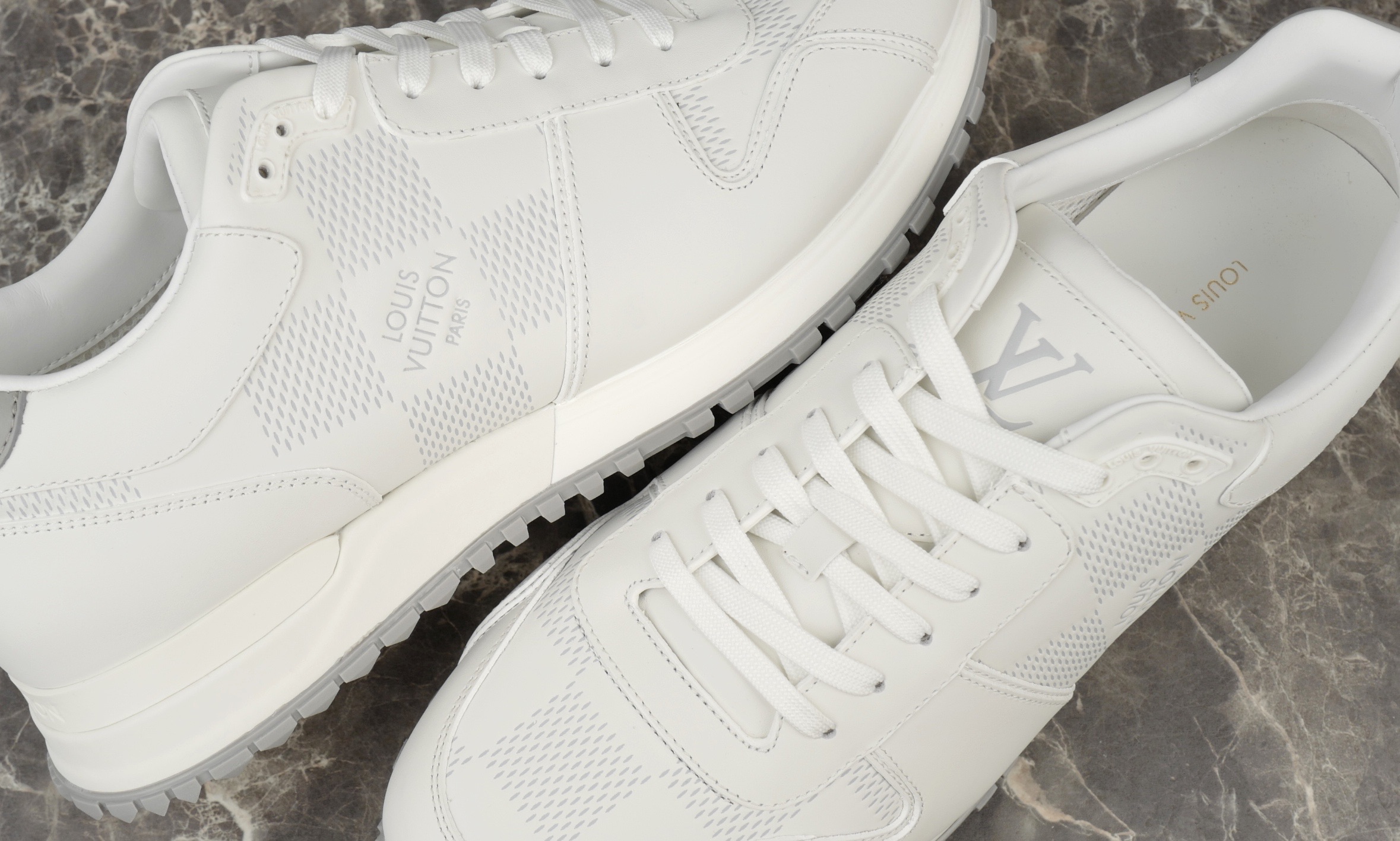 Louis Vuitton Run Away White Leather Damier Pattern Women's Sneakers Shoes 6 i1754652554175 7005 0 4