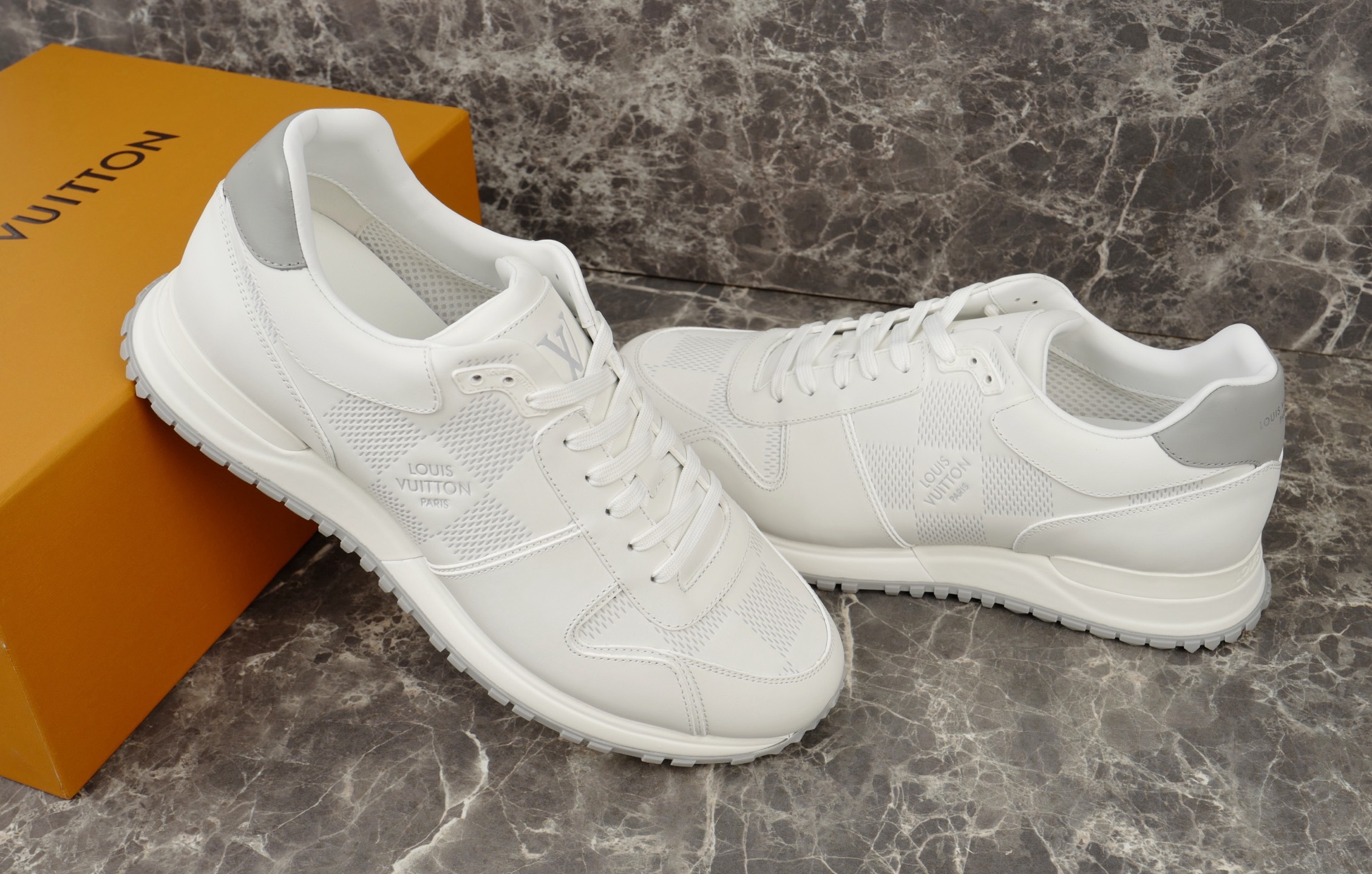 Louis Vuitton Run Away White Leather Damier Pattern Women's Sneakers Shoes 9 i1754652554197 7110 0 7