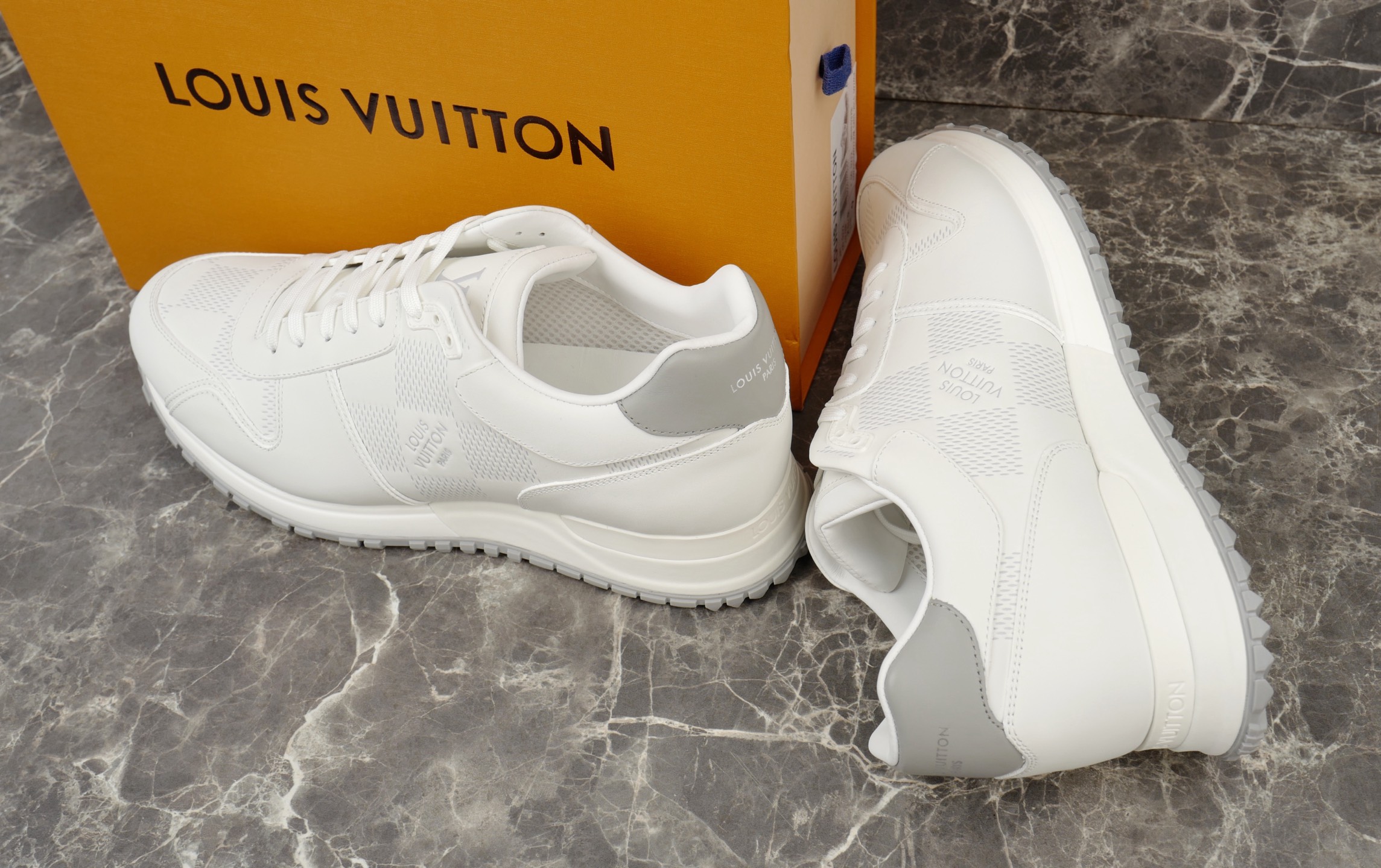 Louis Vuitton Run Away White Leather Damier Pattern Women's Sneakers Shoes 8 i1754652554210 2433 0 6