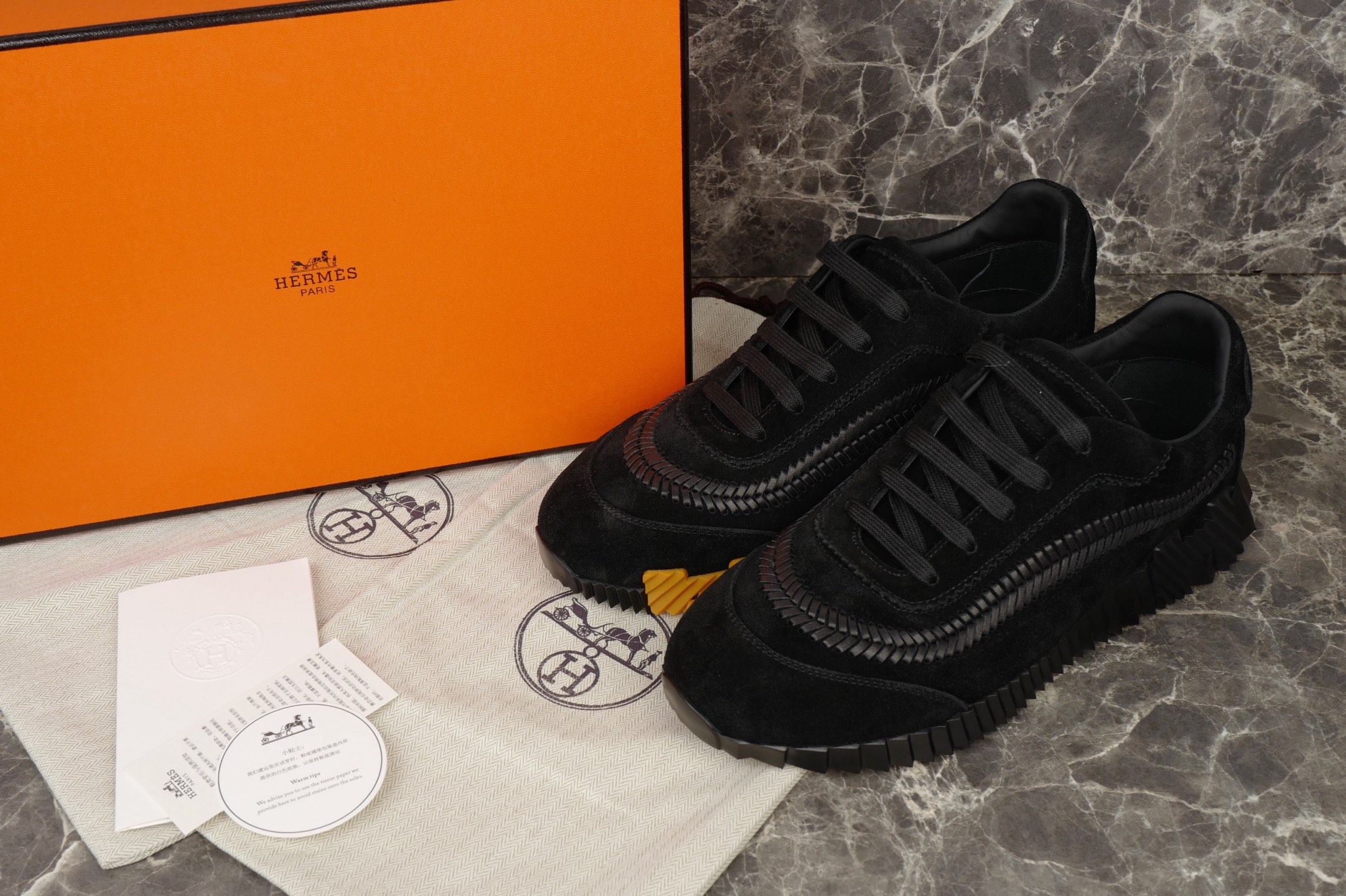 Hermes Men's Black Woven Leather Detail Lightweight Sole Sneakers 1 i1755512298178 6546 0 0