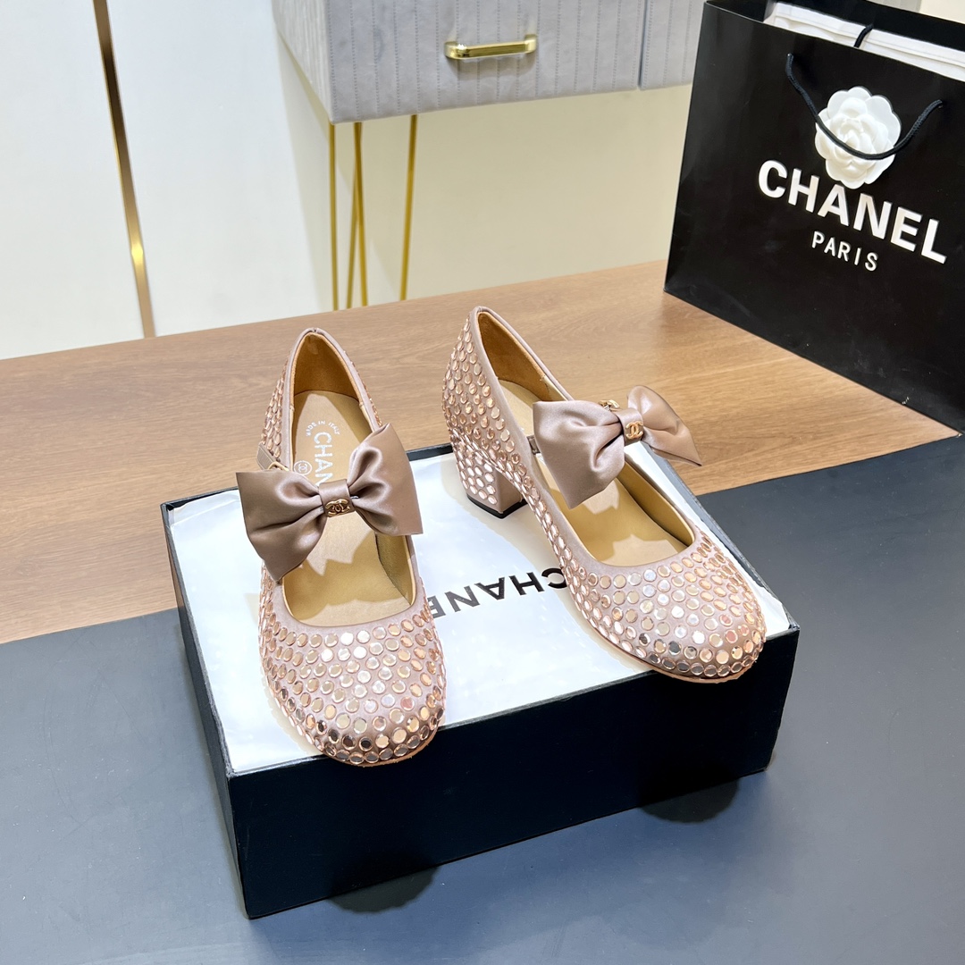 Chanel Meilleur
 Escarpins À Talons Hauts Chaussures À Couche Unique Genuine Leather Peau de mouton Soie Série automne