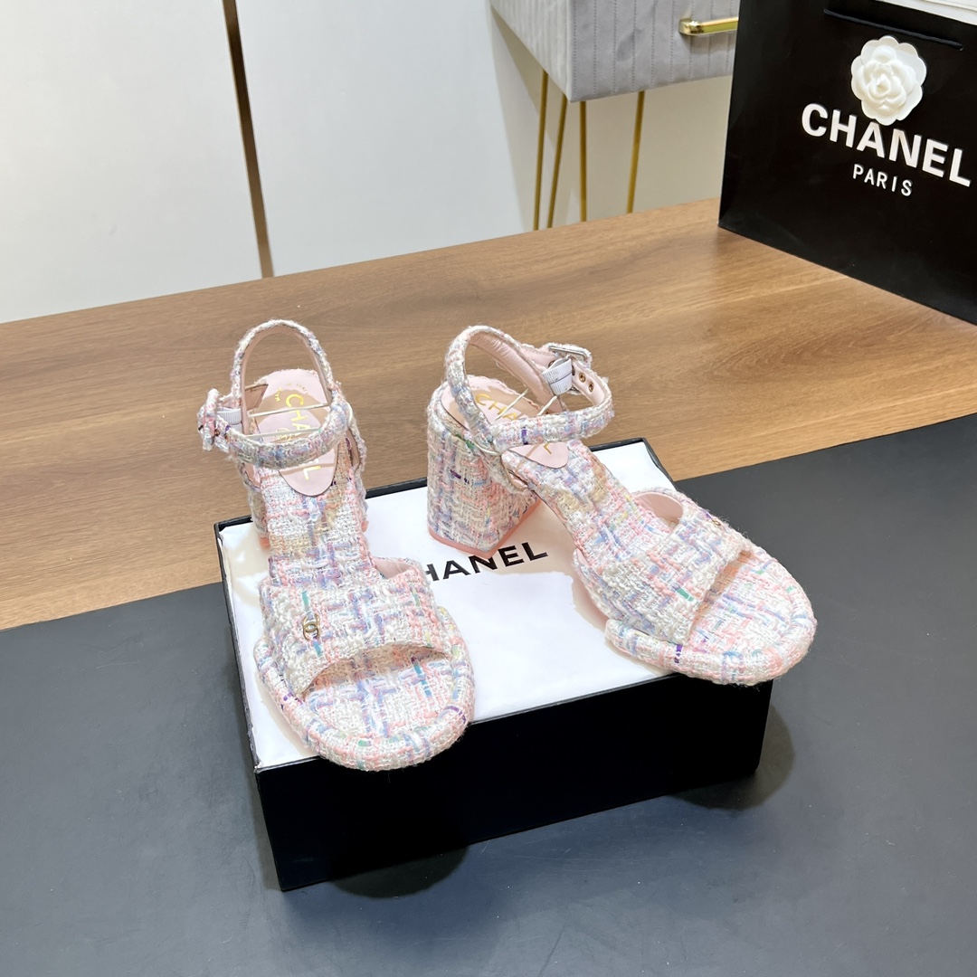 Chanel Chaussures Escarpins À Talons Hauts Sandales Tissé Genuine Leather Peau de mouton Série automne