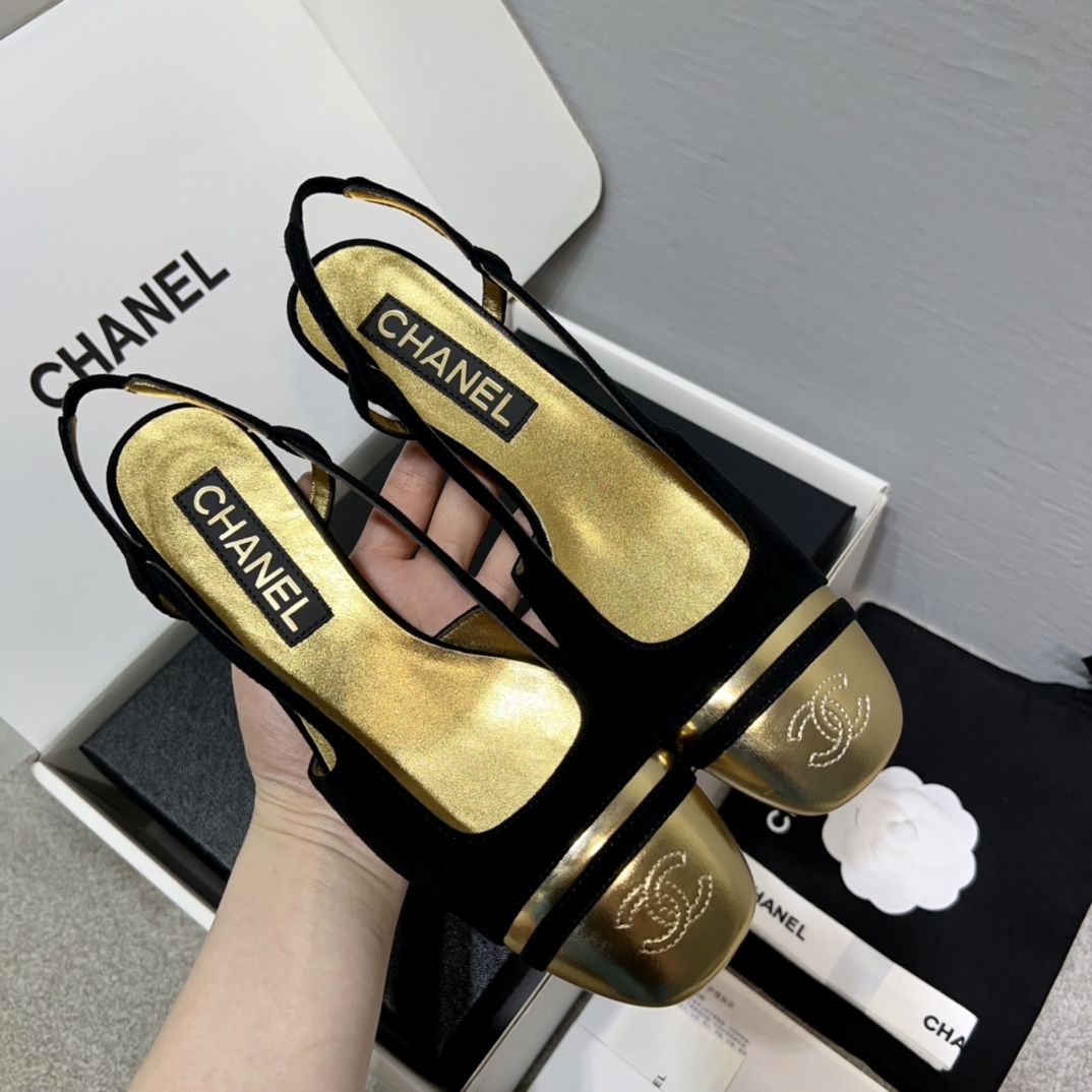 Chanel Single Layer Shoes Fake High Quality
 Black Gold Cashmere Cowhide Fetal Genuine Leather Sheepskin Spring Collection