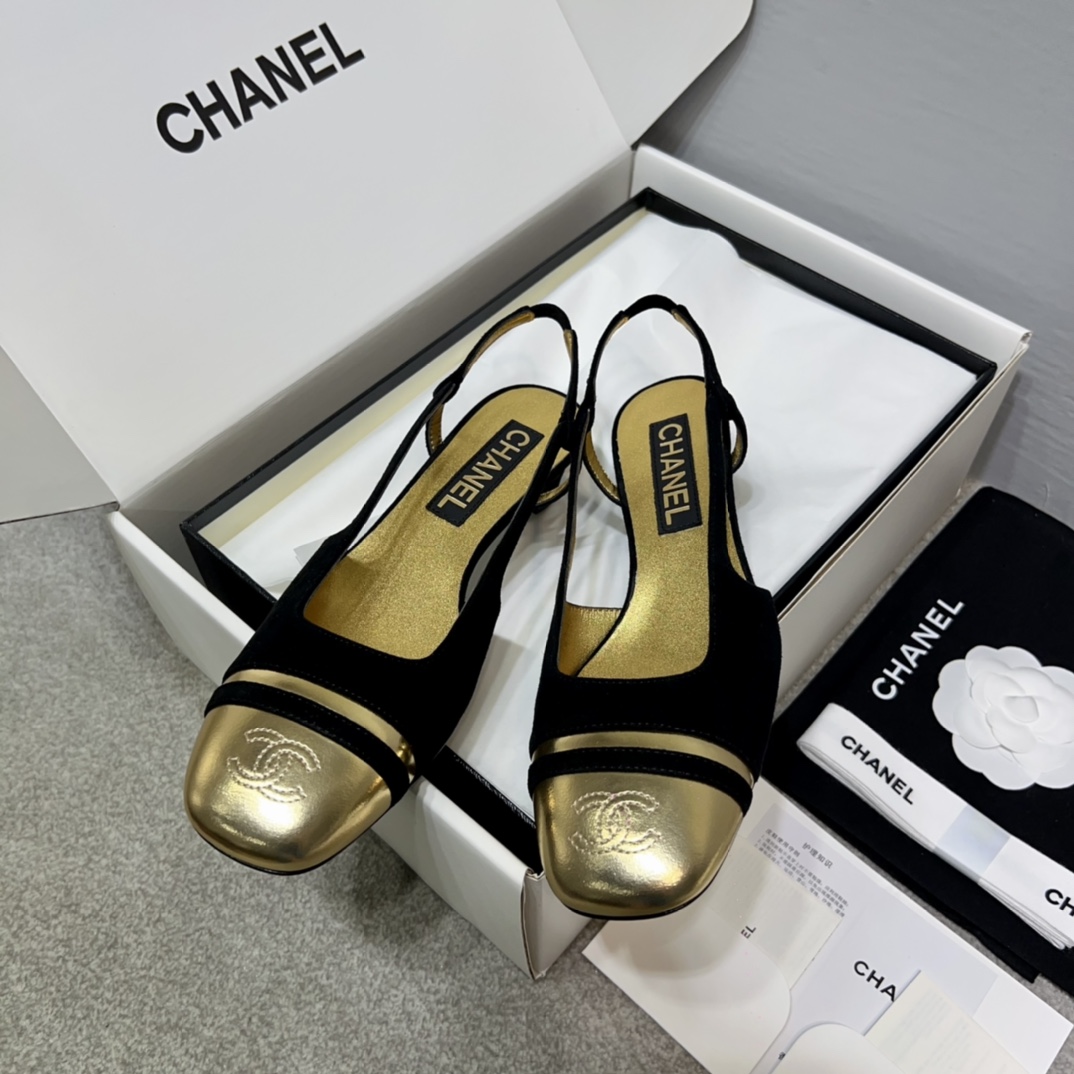 Chanel Single Layer Shoes Black Gold Cashmere Cowhide Fetal Genuine Leather Sheepskin Spring Collection
