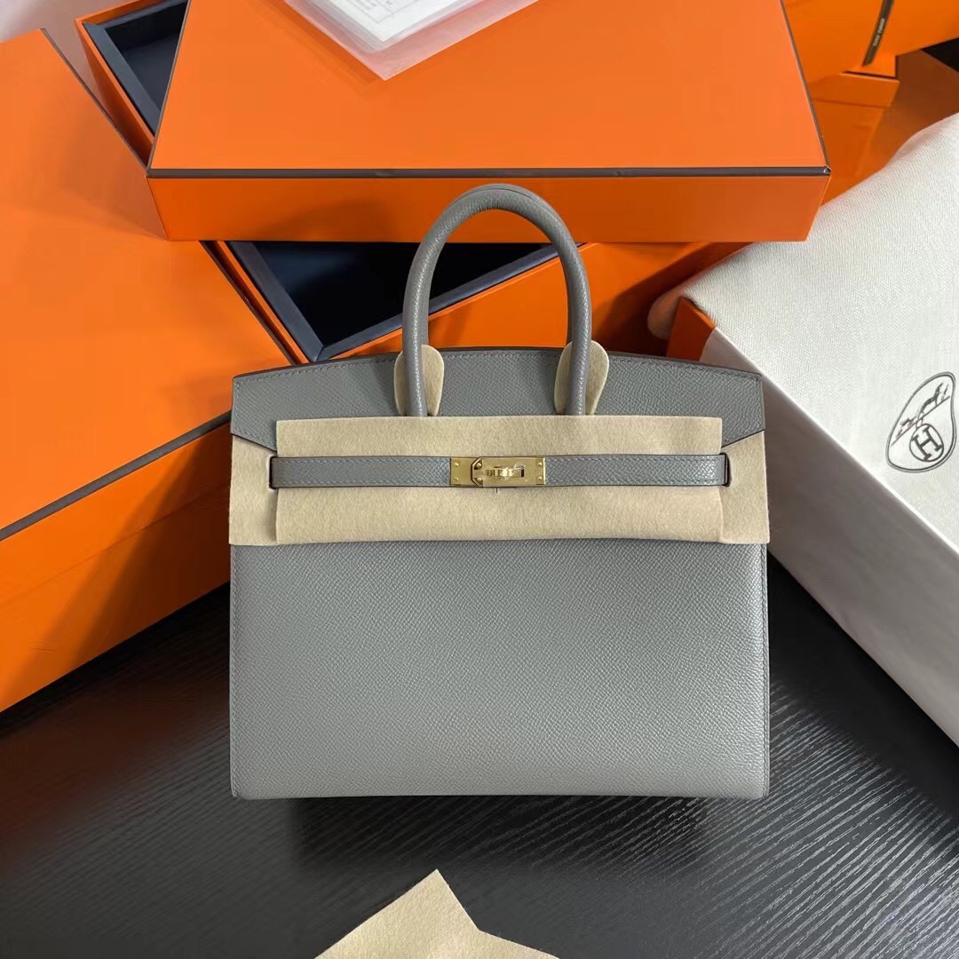 Hermes Birkin Borse Borsette Grigio Cucire Hardware oro Epsom