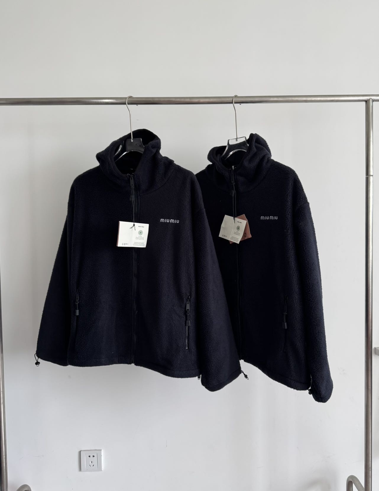 Miu Miu Fleece Zip-Up Hoodie Black - Cozy & Stylish Outerwear, Various Sizes 1 a1757569562877 4063