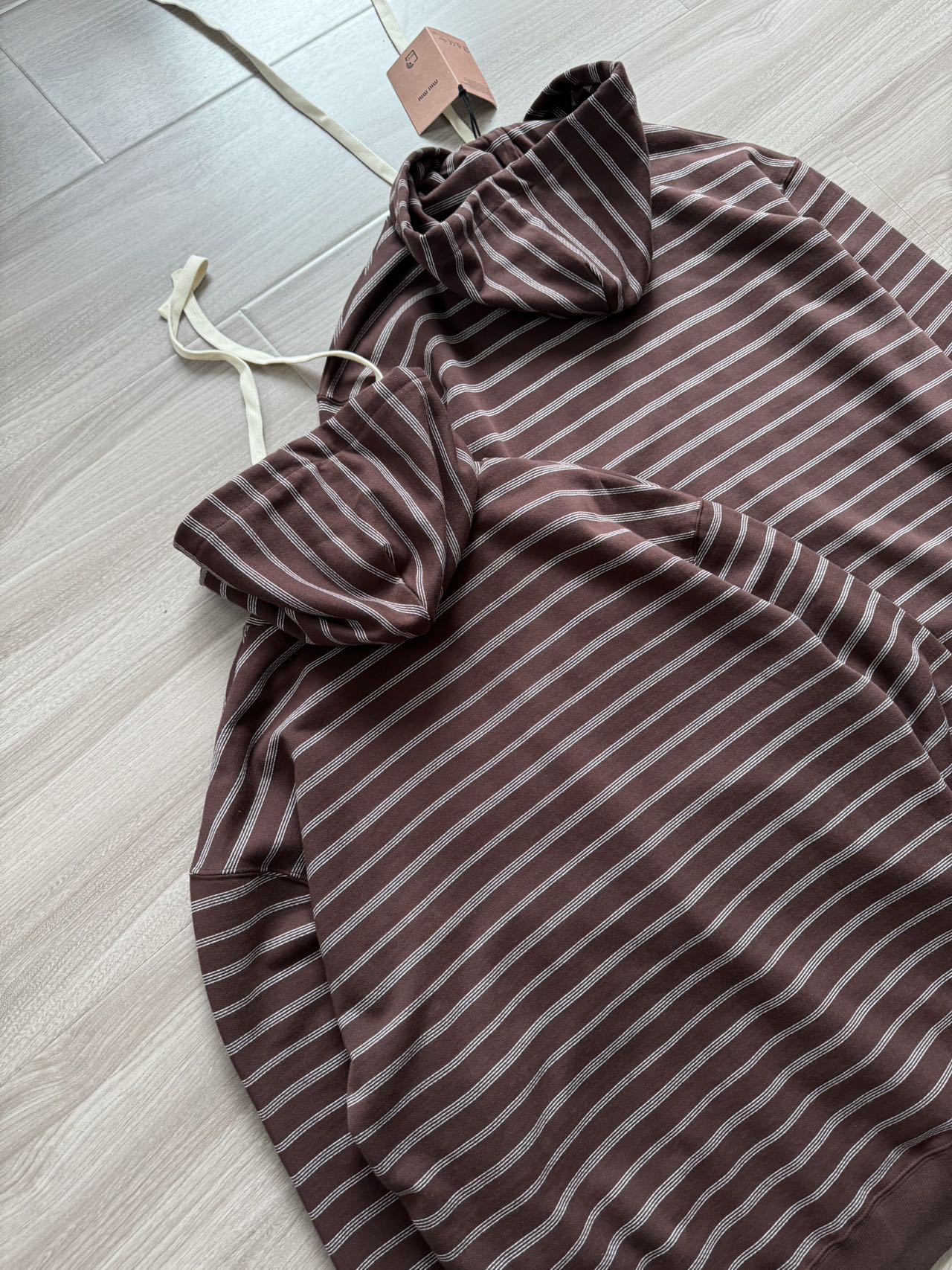 Miu Miu Brown Striped Cotton Full-Zip Hoodie Unisex Sweatshirt 6 a1760412044120 2847