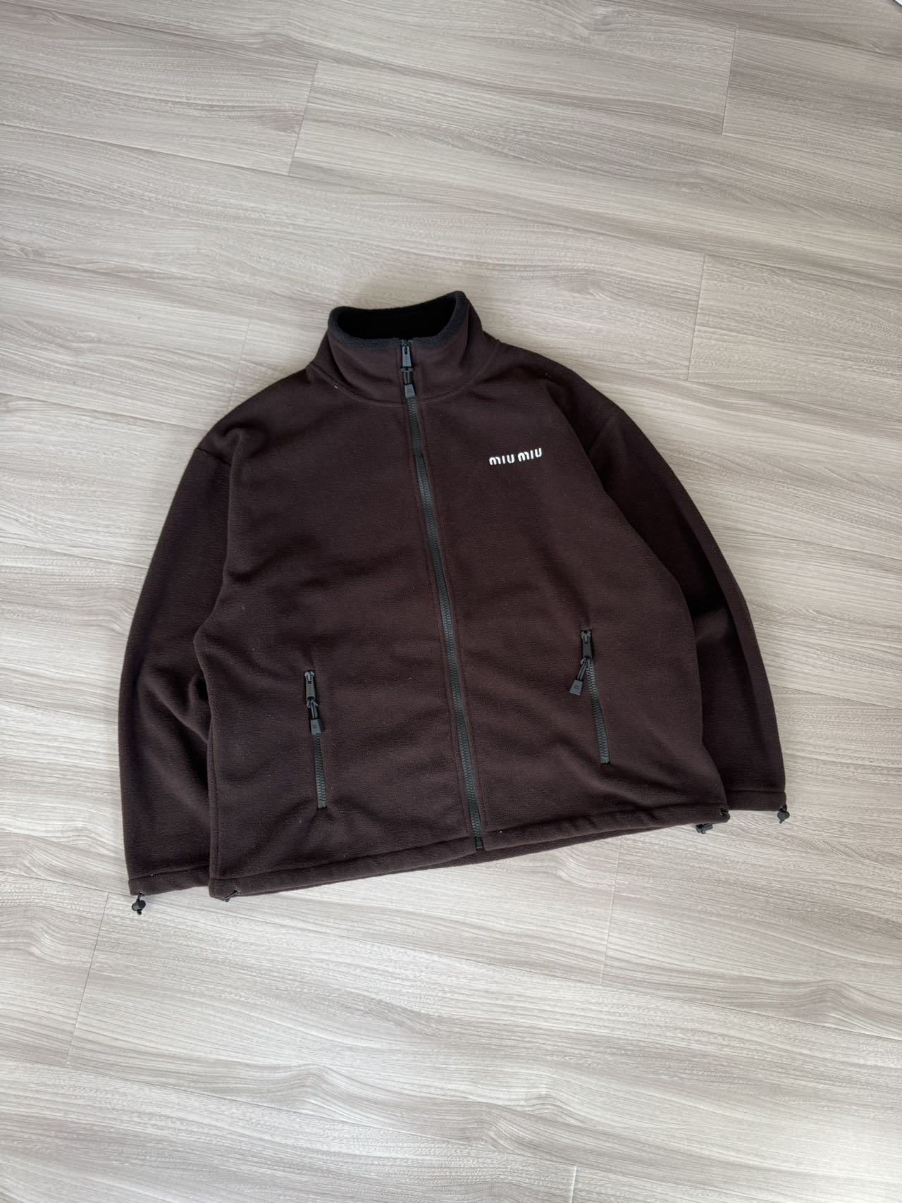 Miu Miu Brown Fleece High Neck Jacket Slim Fit Unisex Style 3 a1760533796182 1057