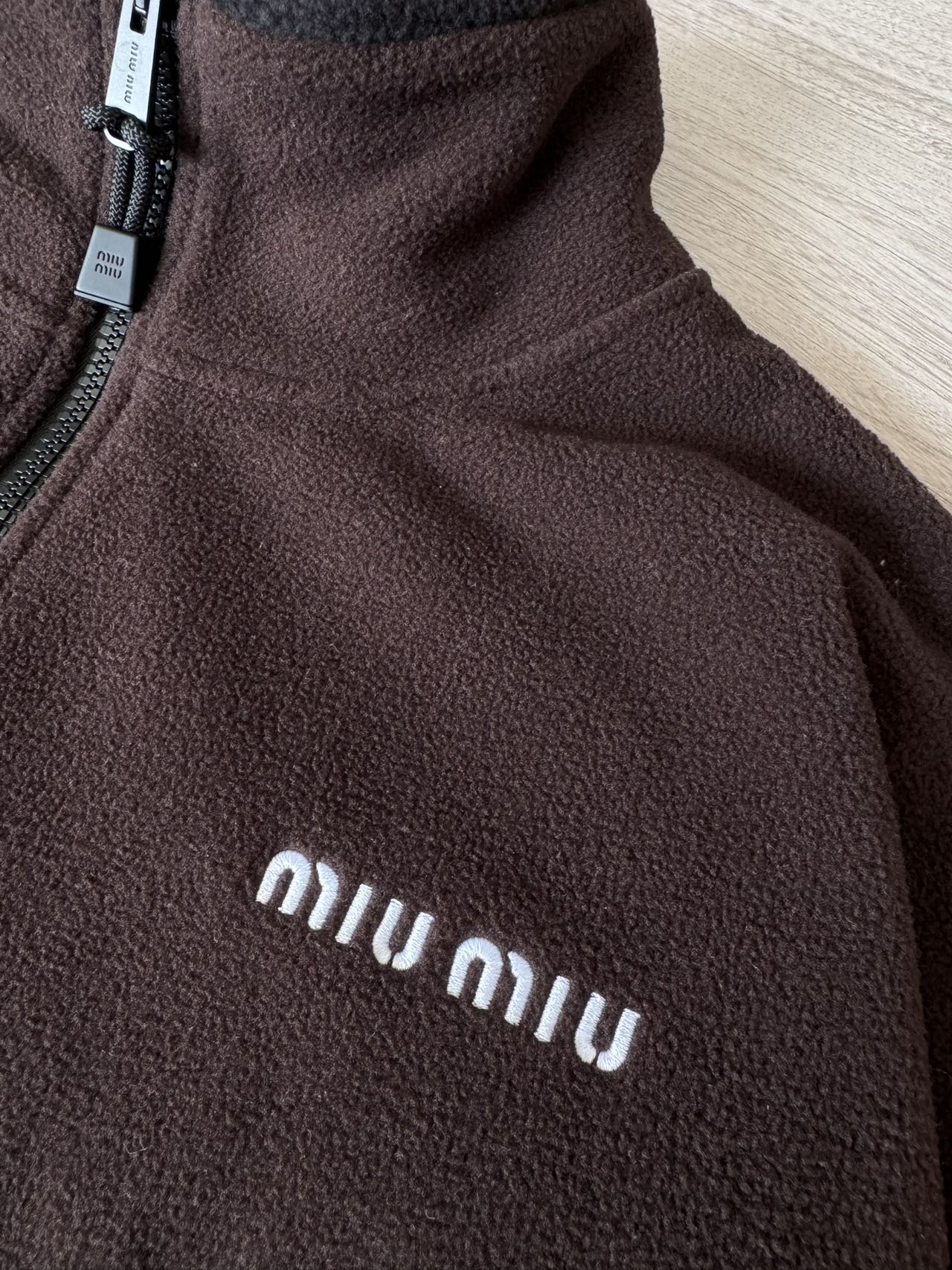Miu Miu Brown Fleece High Neck Jacket Slim Fit Unisex Style 7 a1760533798558 2104