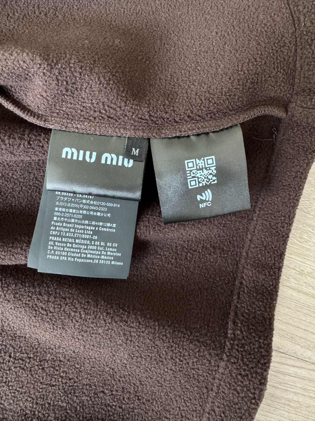Miu Miu Chocolate Brown Fleece Jacket Stand Collar Lightweight Warm Unisex 4 a1760533830967 2732