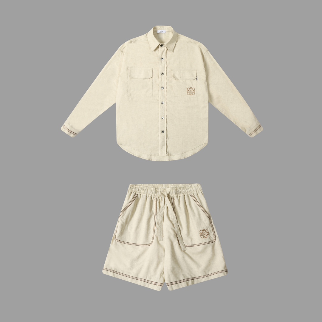 Loewe Designer 24-SS Summer Net-Skin Shirt Suit with Handbags – $368 - 图片 2