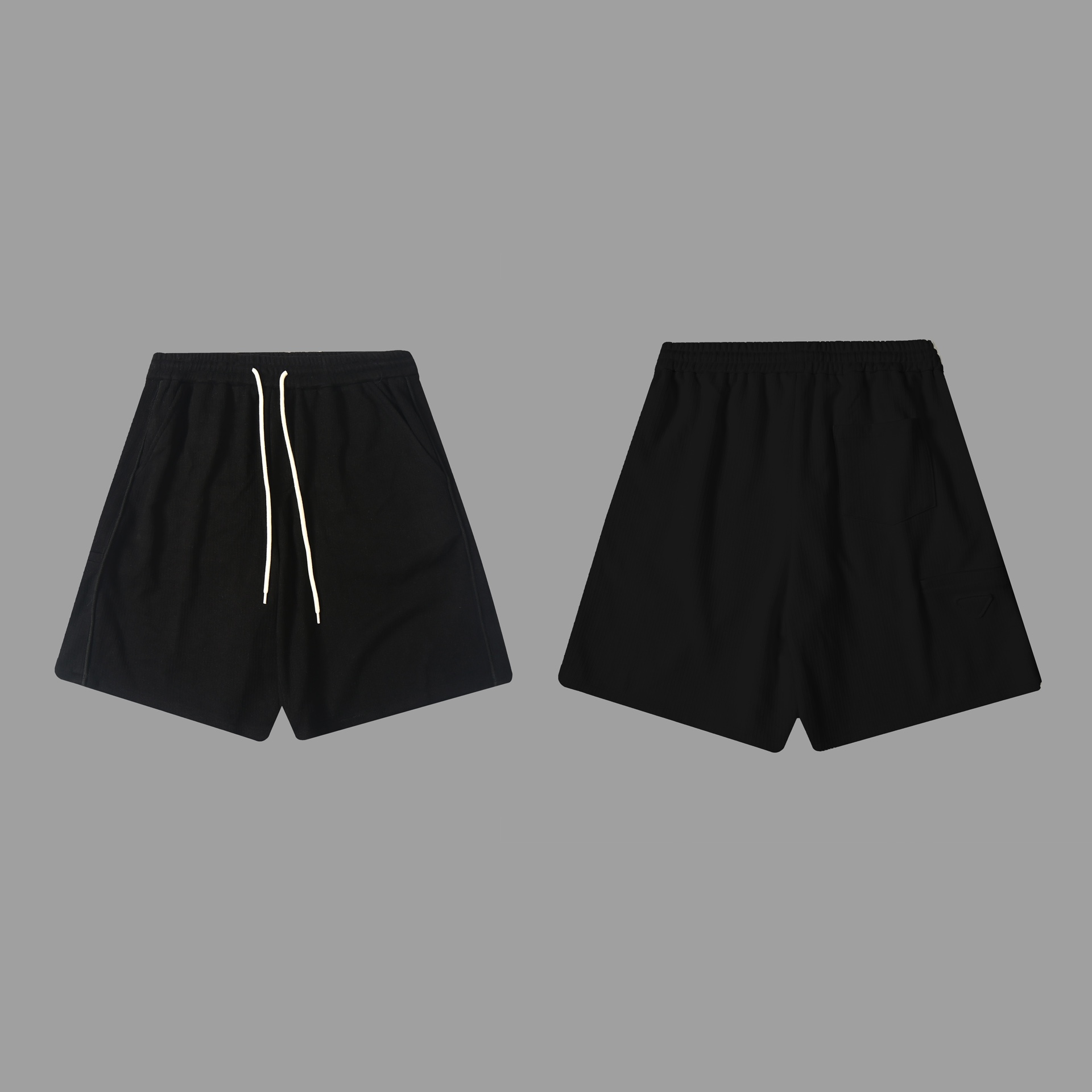 Conjunto de pantalones cortos de lana de diseñador Prada P 24SS de verano, textura clara y de alta gama, parche tridime…