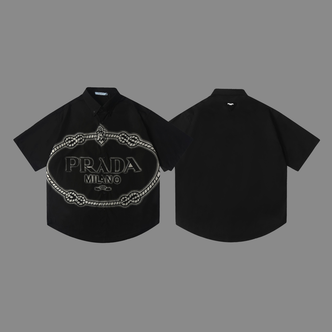 Prada Designer Shirt with Stamp Print and Air-Comfort Upgrade (DB 276) - 图片 2