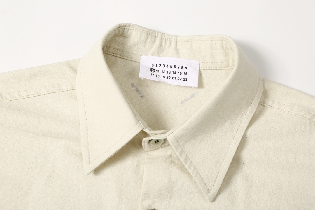 Designer Magella MM6 24SS Broken Water-Washing Pocket Shirts with Imported Black-Disk Shell Buttons - 图片 5