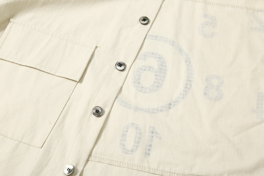 Designer Magella MM6 24SS Broken Water-Washing Pocket Shirts with Imported Black-Disk Shell Buttons - 图片 9