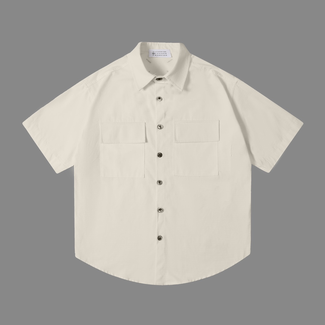 Designer Magella MM6 24SS Broken Water-Washing Pocket Shirts with Imported Black-Disk Shell Buttons - 图片 3