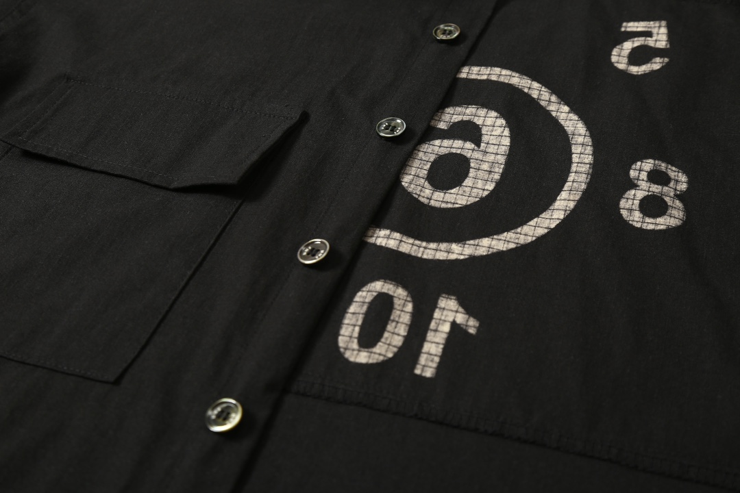 Designer Magella MM6 24SS Broken Water-Washing Pocket Shirts with Imported Black-Disk Shell Buttons - 图片 8