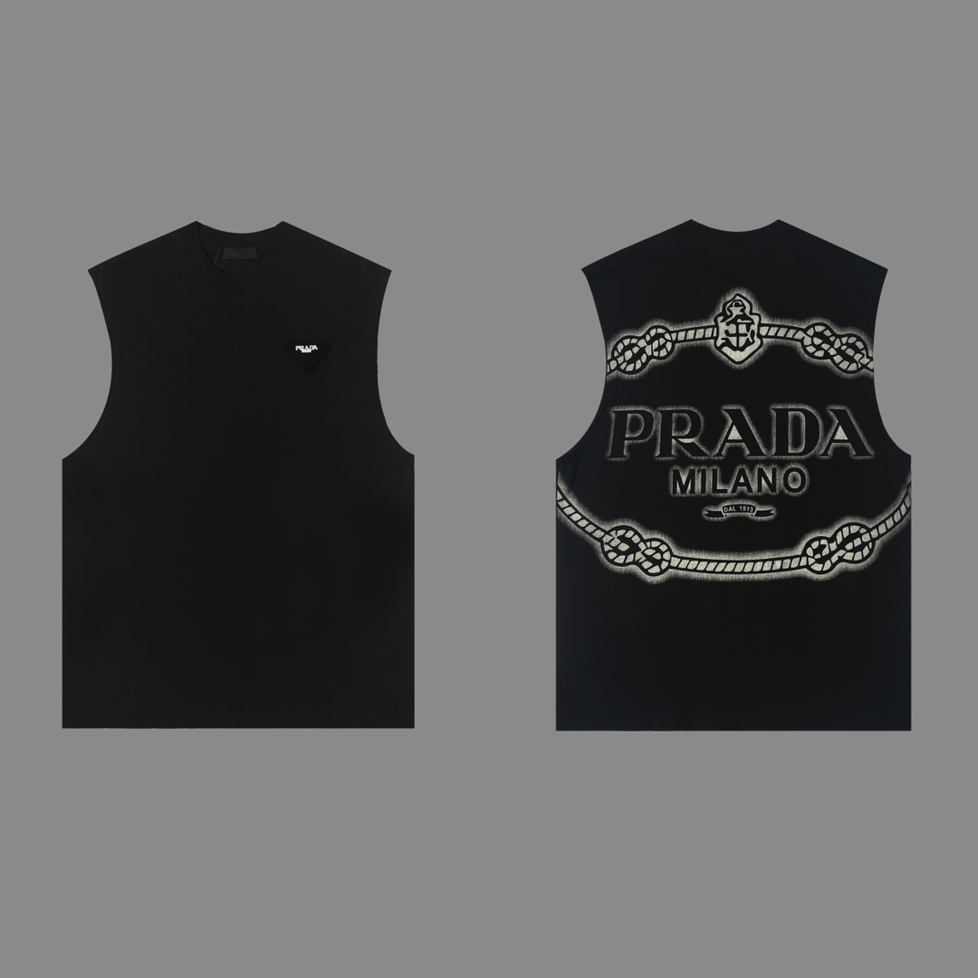 Diseñador Prada P 24SS estampado y parche de manga corta, estampado sin tacto, transpirable y cómodo, tallas SMLXL🔥