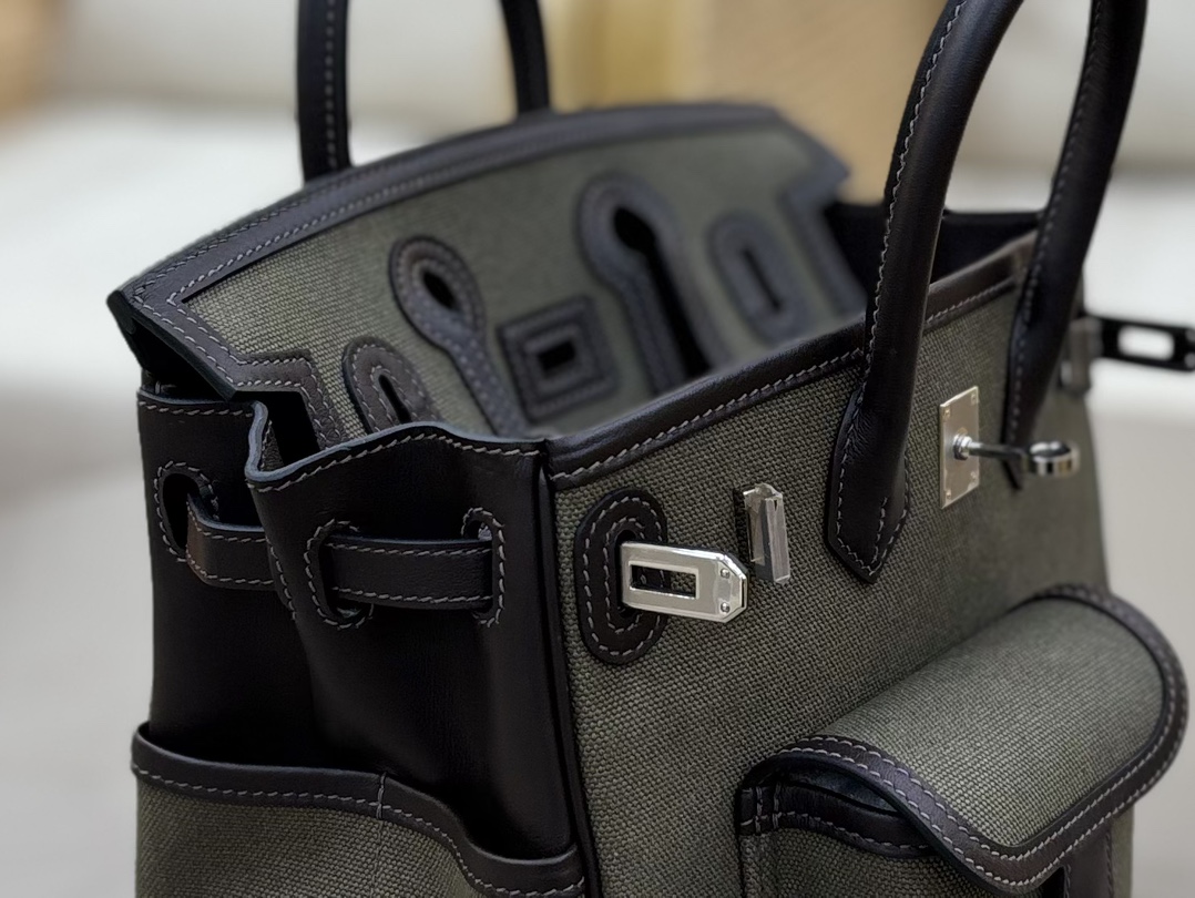 Hermes Cargo Birkin Khaki canvas and brown leather 25cm everyday