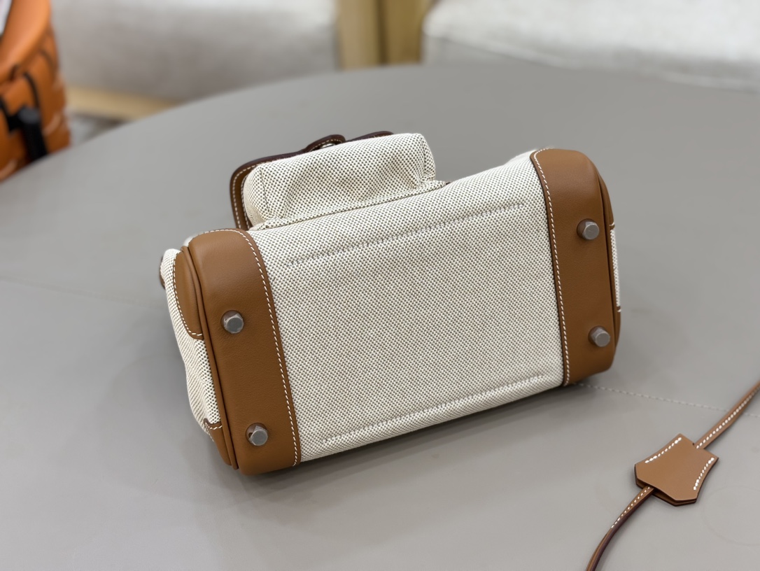 Hermes Cargo Birkin Beige canvas with brown leather 25cm everyday