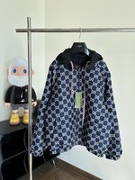 Gucci Clothing Coats & Jackets Black Blue Brown Unisex Canvas Cotton Fabric Nylon Hooded Top