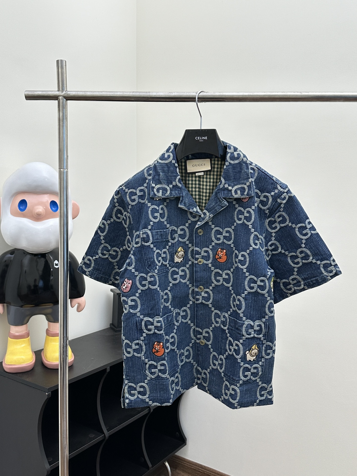 Gucc*/Gucci 23SS camisa de mezclilla de manga corta con doble G de la nueva colección de primavera-verano Talla: S/M/L/…