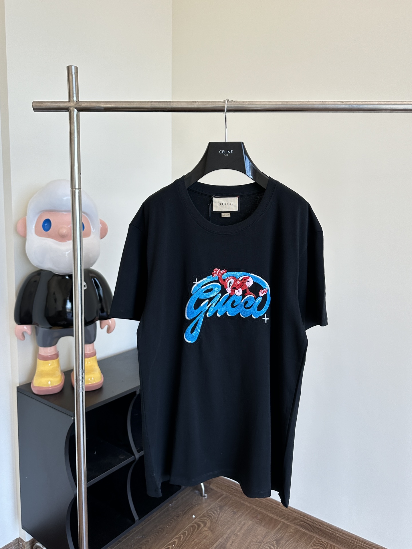 Gucc*/Gucci 24SS get it edición limitada camiseta de manga corta con bordado de lentejuelas Talla: S/M/L Obra de arte d…