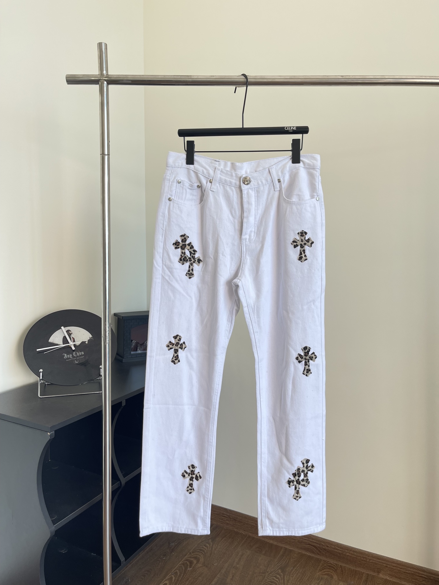Chrome Hearts Clothing Jeans Leopard Print White
