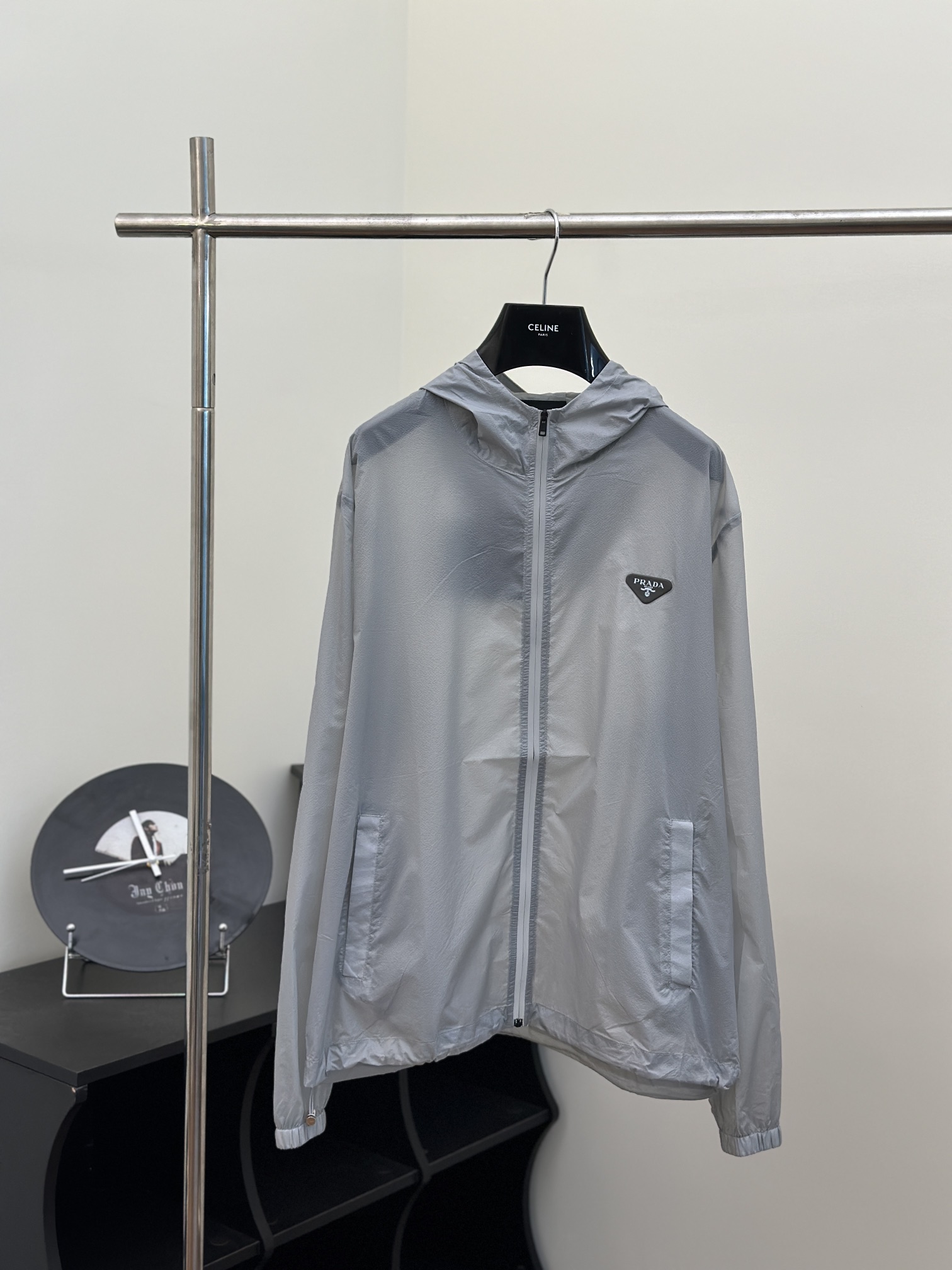 Prad*/PRADA nueva primavera/verano 24, chaqueta ligera con capucha casual de manga larga, tallas S/M/L/XL, artículo imp…