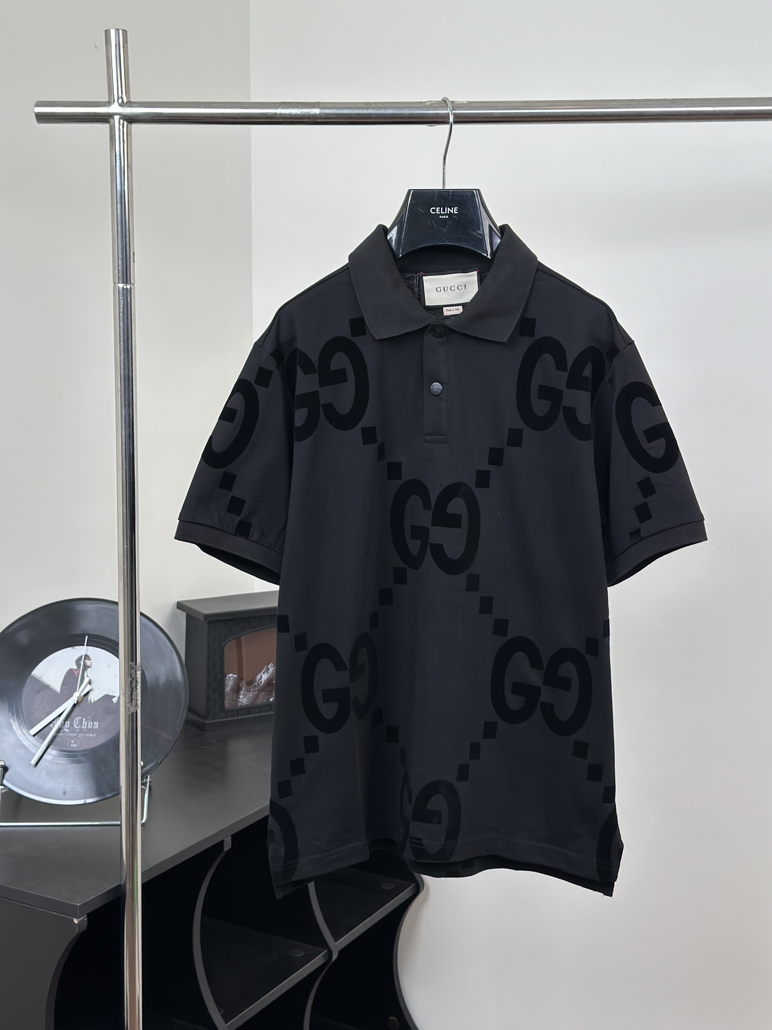 Cheap Replica
 Gucci Clothing Polo Black Printing Cotton Knitted Knitting