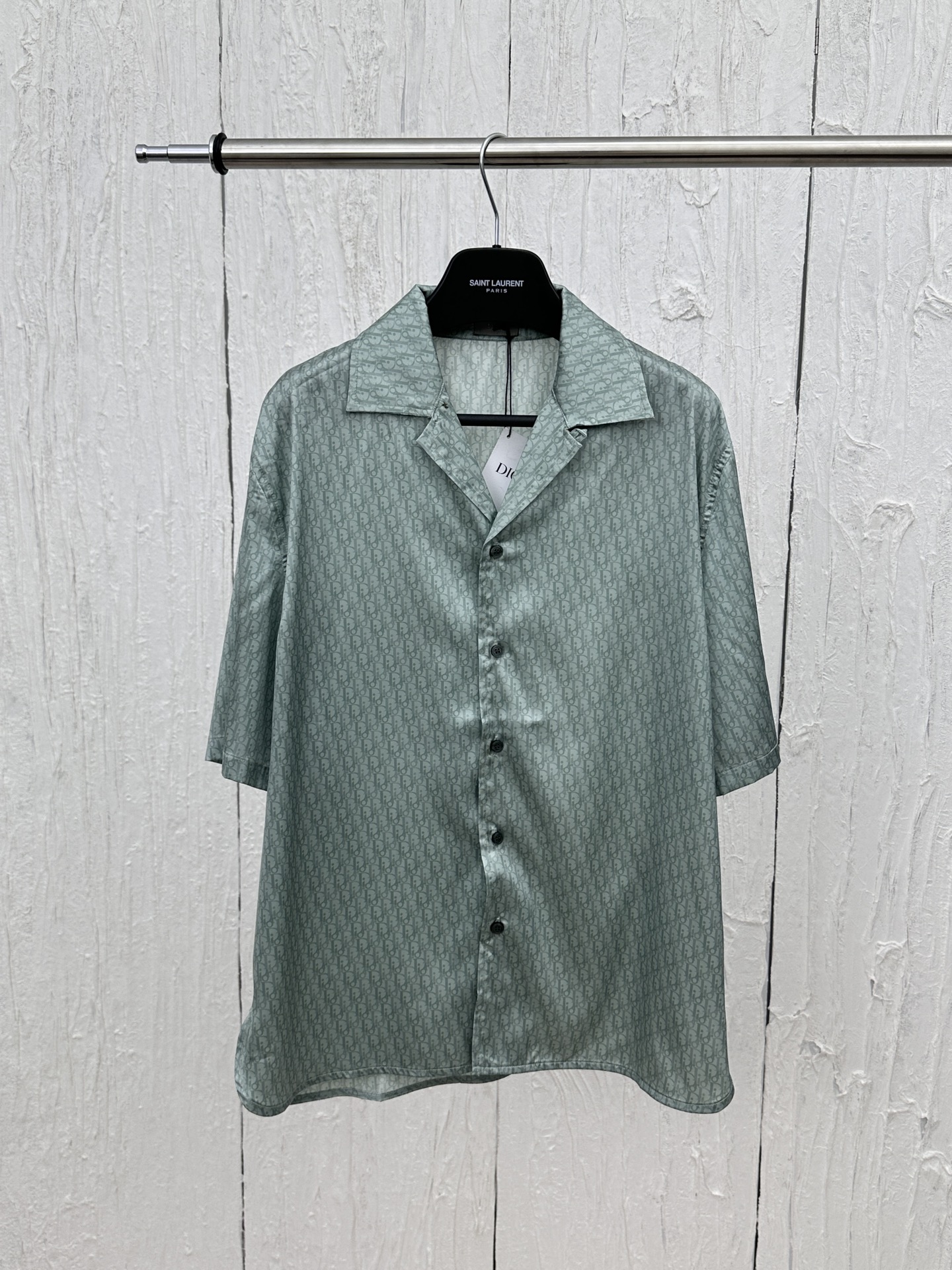 Dior Clothing Shirts & Blouses Green Printing Unisex Cotton Summer Collection Oblique Beach