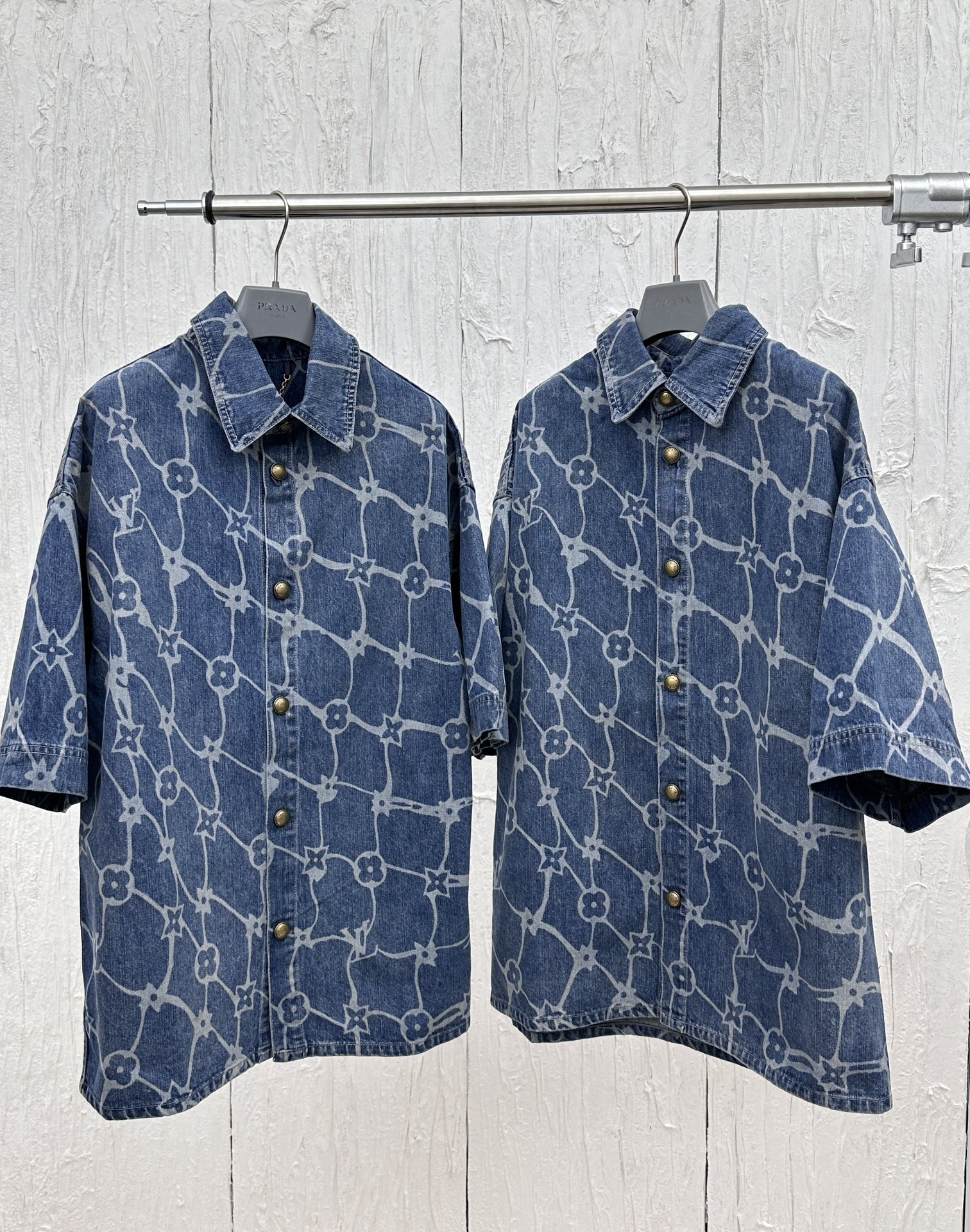 Louis Vuitton Clothing Coats & Jackets Blue Dark Printing Cotton Denim Casual