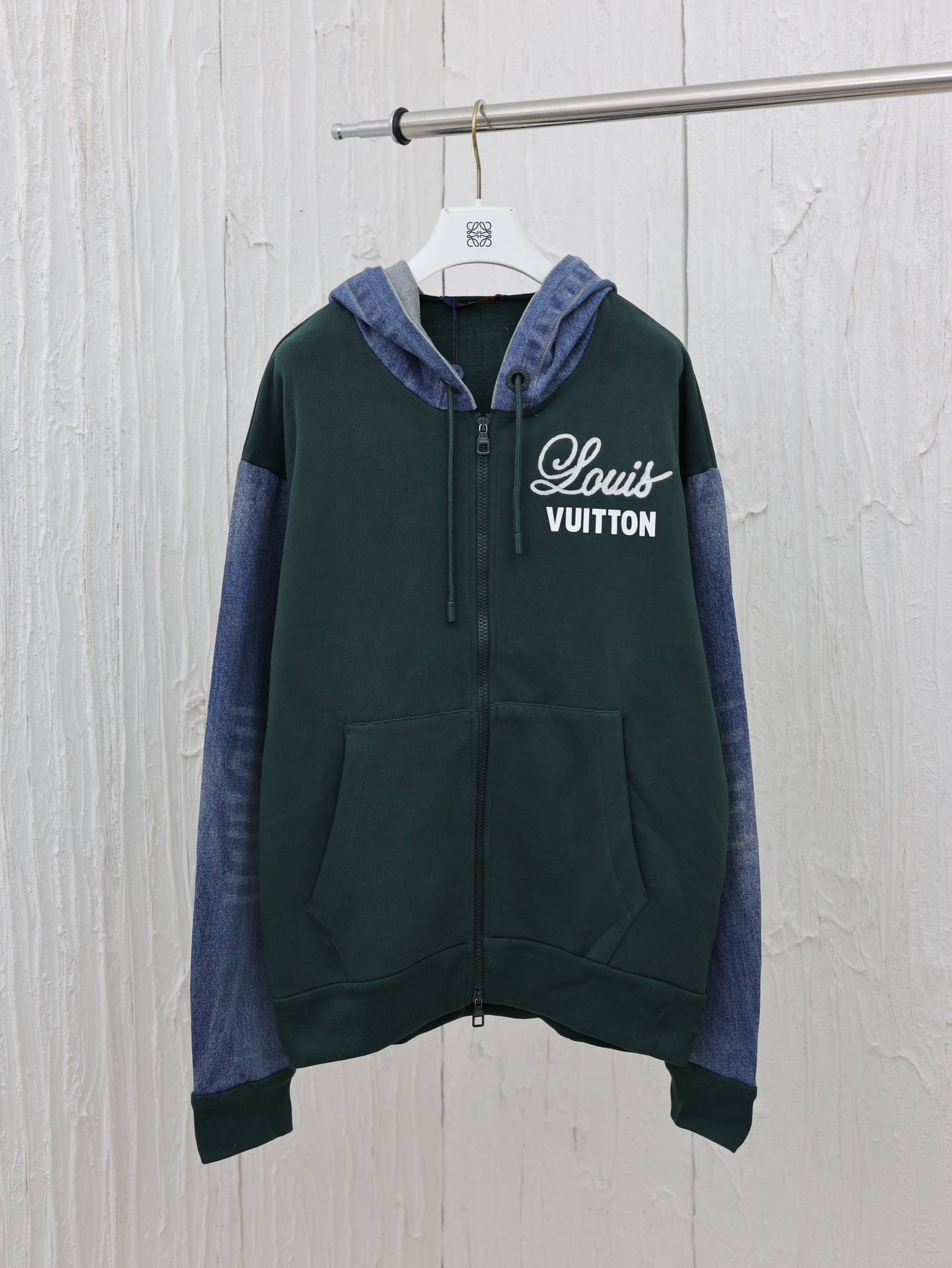 Louis Vuitton Clothing Coats & Jackets Dark Green Embroidery Unisex Cotton Fall/Winter Collection Fashion Hooded Top