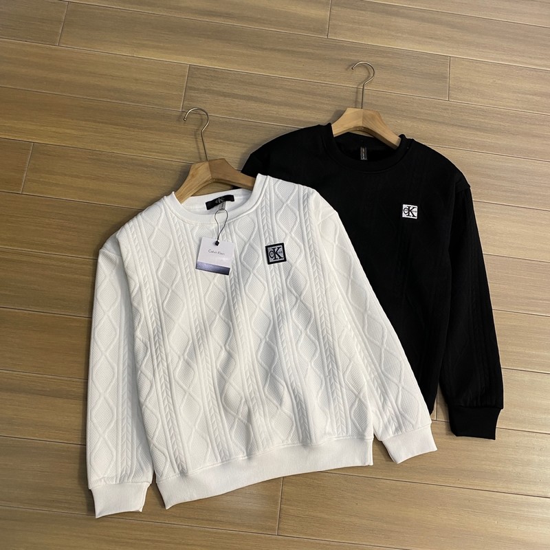 Luxury Fake Calvin Klein Clothing Sweatshirts Black White Embroidery Unisex Spring Collection Fashion Casual