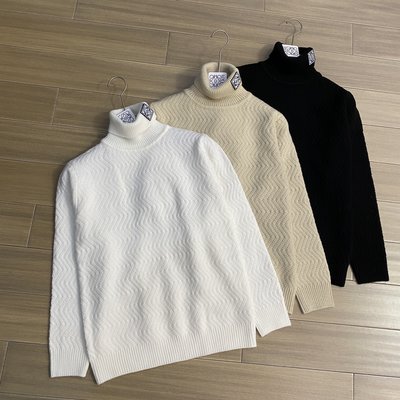 Loewe Clothing Knit Sweater Polo Sweatshirts Black Khaki White Men Knitting