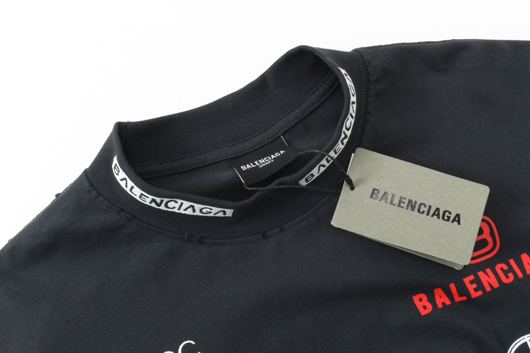 Balenciaga/巴黎世家 25ss 多标印花长袖卫衣 白色 深灰蓝