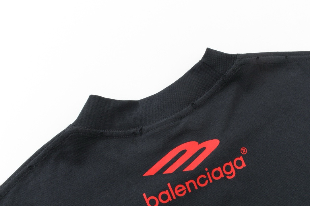 Balenciaga/巴黎世家 25ss 多标印花长袖卫衣 白色 深灰蓝