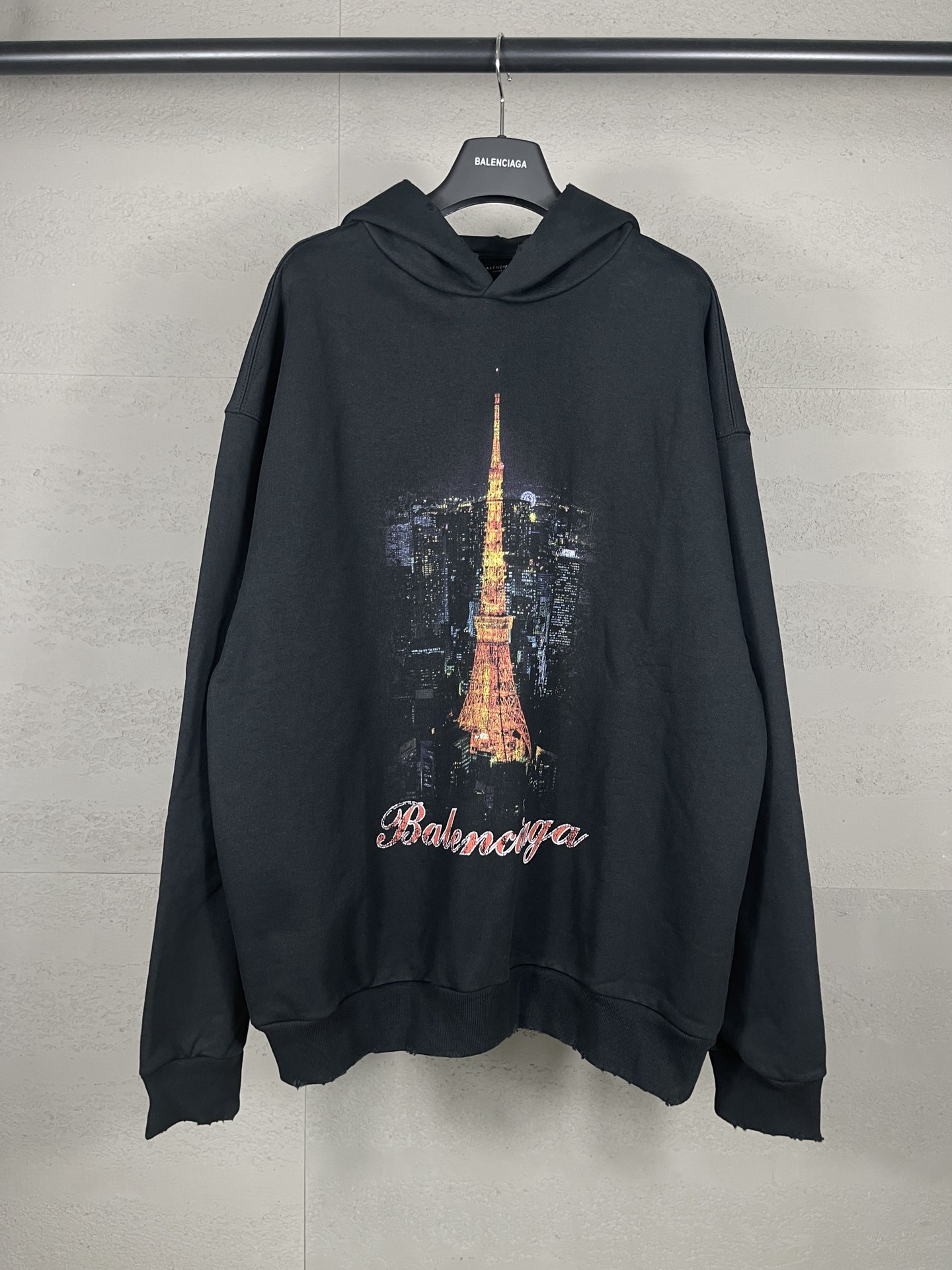 Balenciaga Ropa Sudaderas con capucha Negro Azul Impresión Universal para hombres y mujeres Algodón Blusa con capucha BL238933