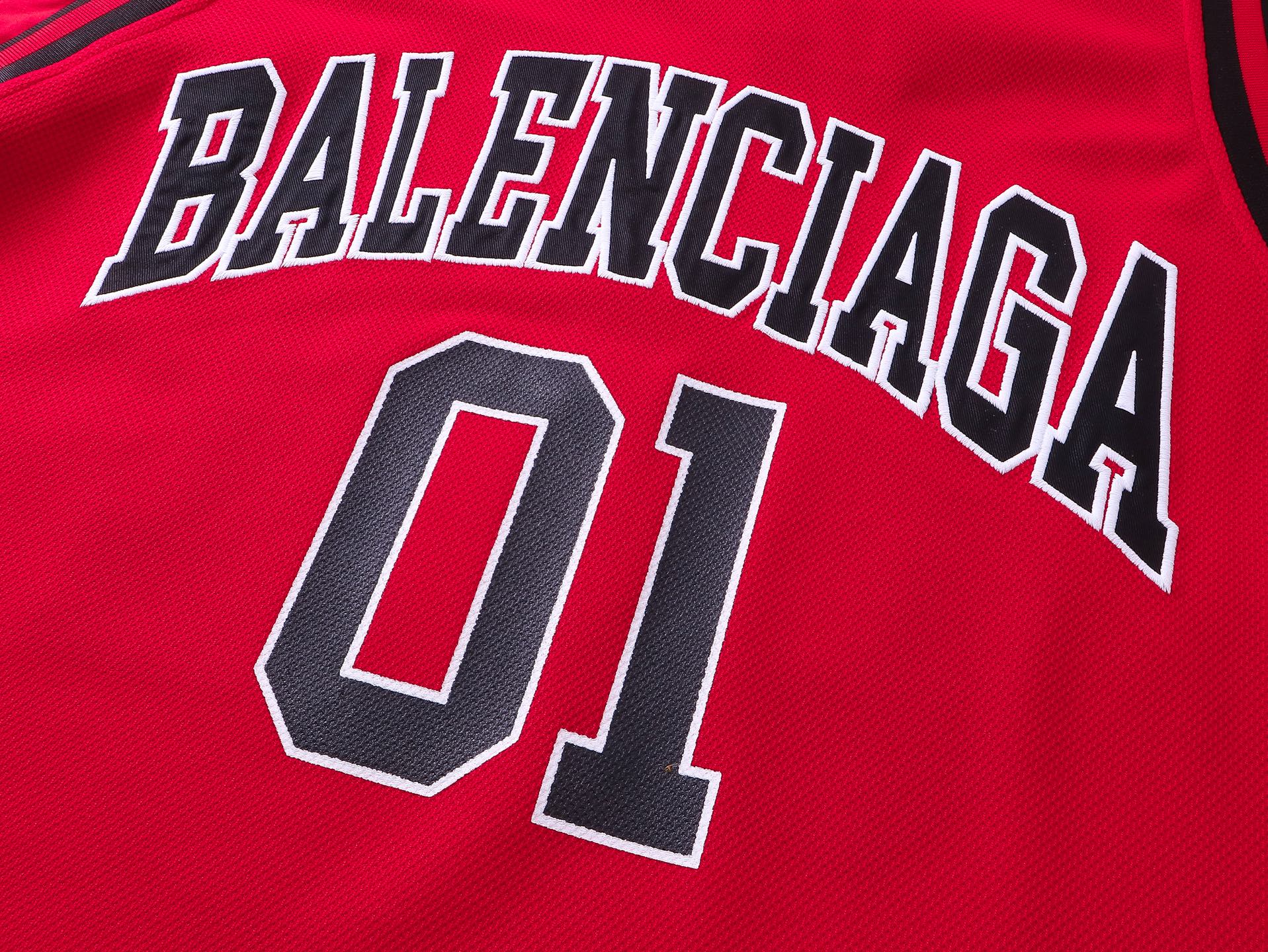 Balenciaga/巴黎世家 25Fw篮球球服拼接卫衣 假3件套绣花印花长袖T恤 Balenciaga/巴黎世家 25Fw篮球球服拼接卫衣 假3件套绣花印花长袖T恤