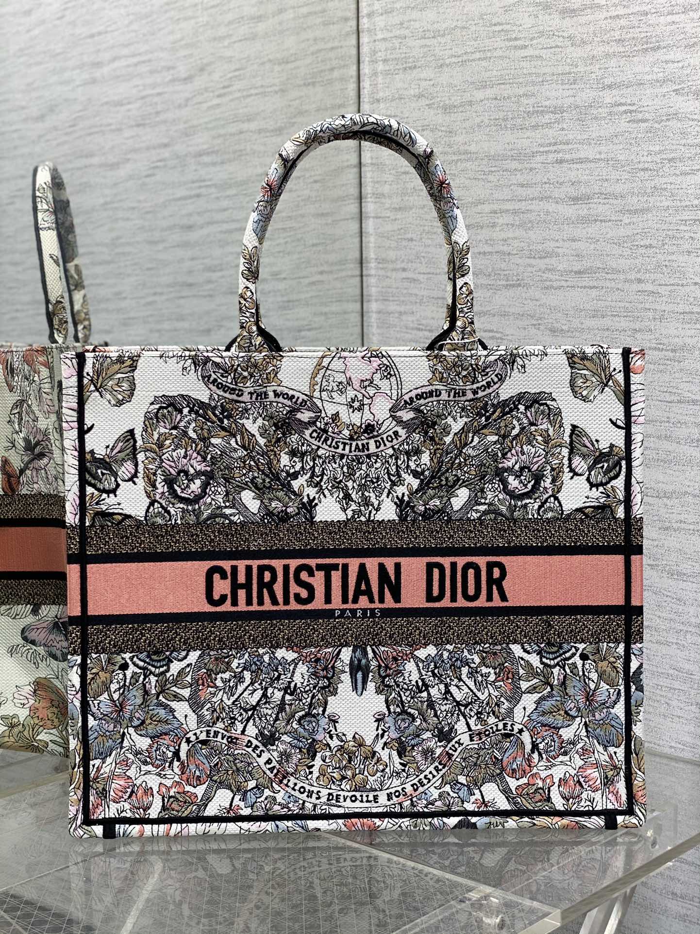 Dior Large Tote Embroidered Tote Bag