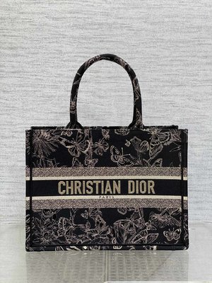 Dior Tote Bags Black Embroidery