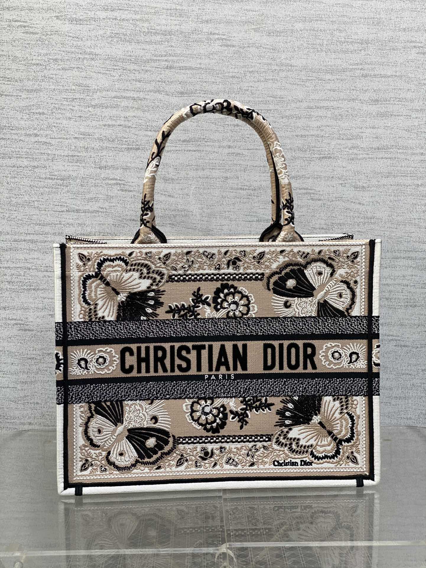Dior Book Tote Medium Butterfly Embroidery Tote Bag