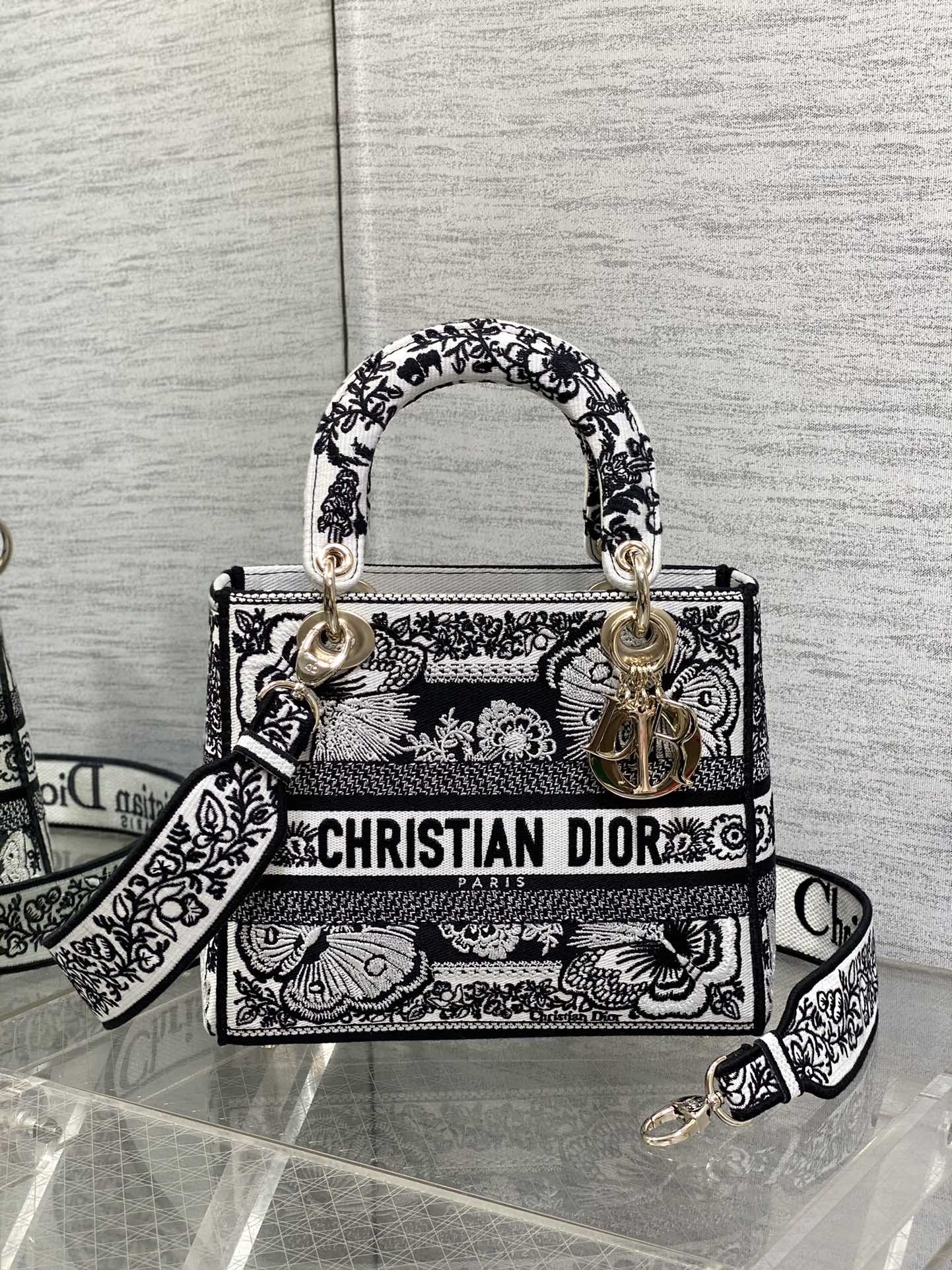 DIOR Lady Dior Butterfly Embroidered Handbag