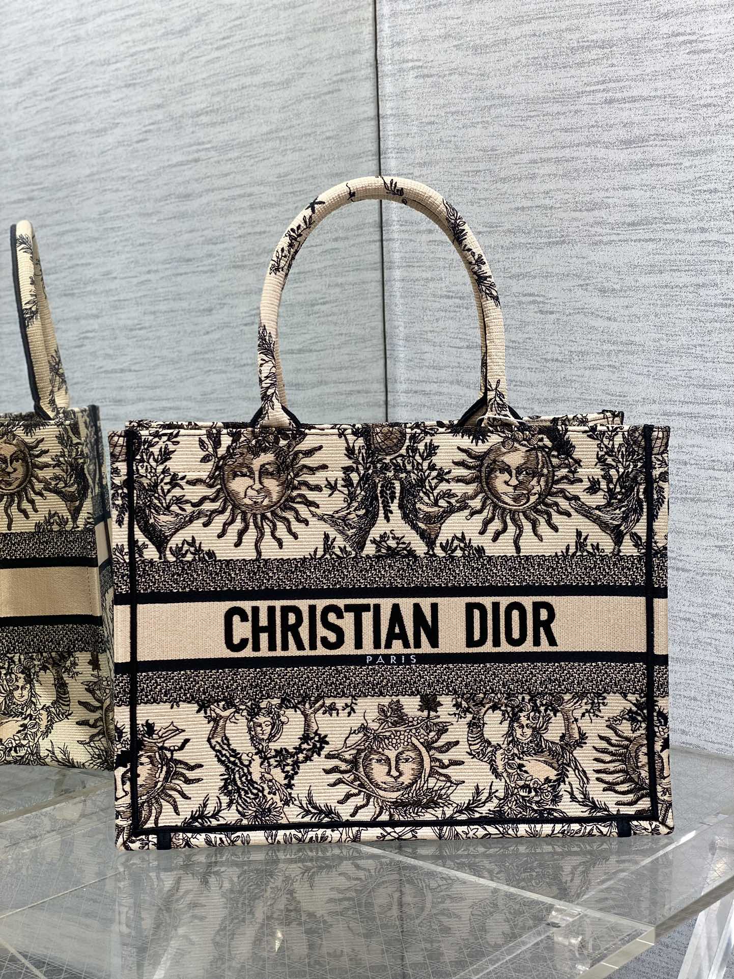 DIOR Tote вышивка солнце природные элементы сумка-тоут