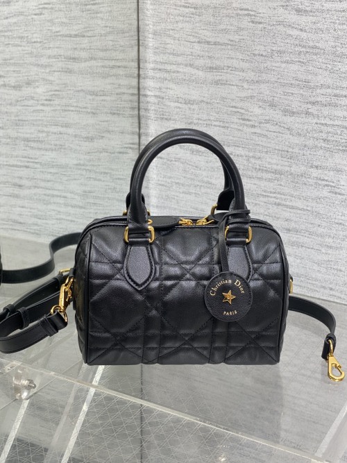 Dior Micro Miss Caro Boston Bag Black Quilted Calfskin with Shoulder Strap 1 Dior Micro Miss Caro Boston Bag Black Quilted Calfskin with Shoulder Strap
