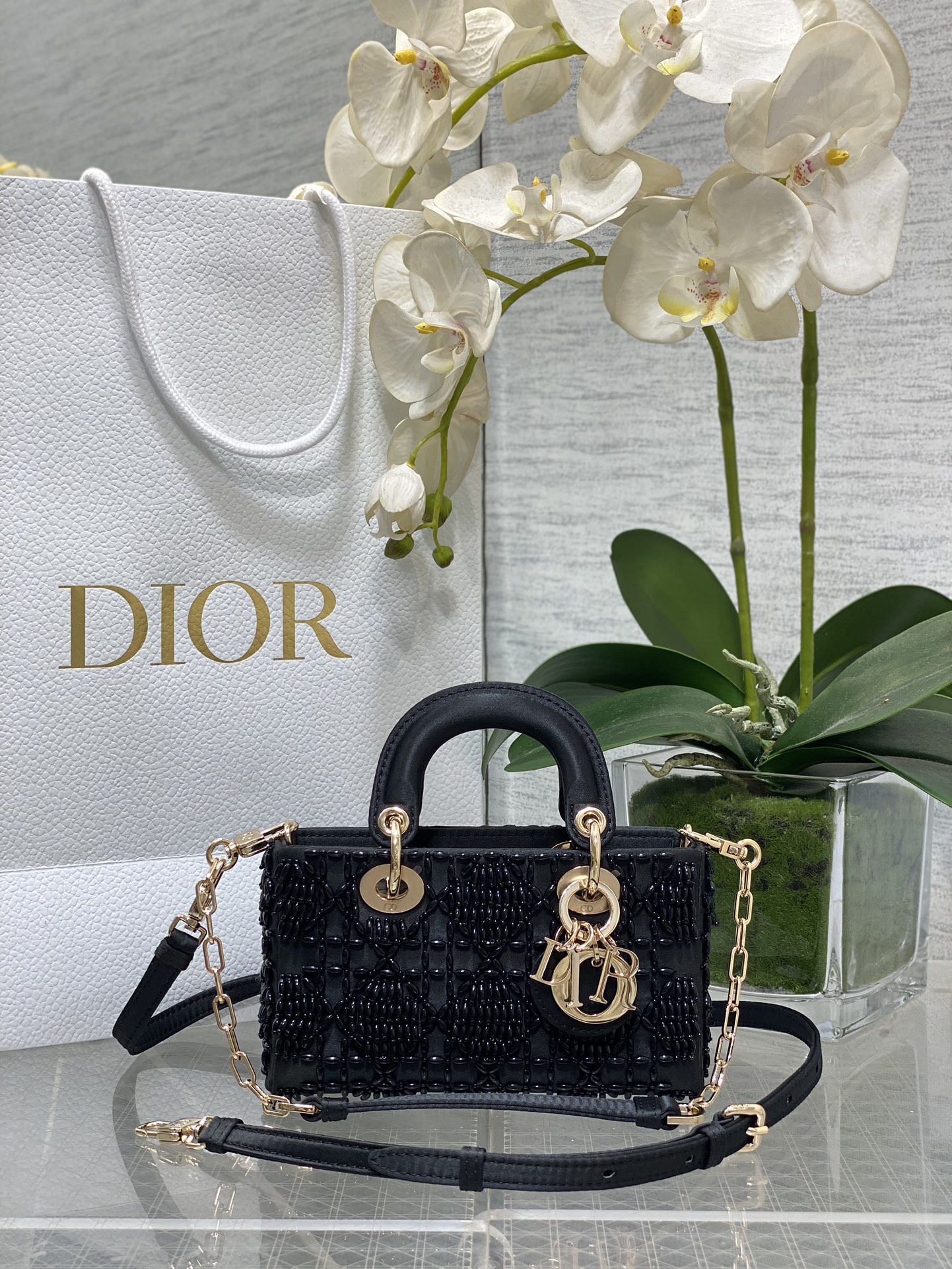𝐋𝐚𝐝𝐲 Cuentas negras con forma de diamante de edición limitada de tres compartimentos